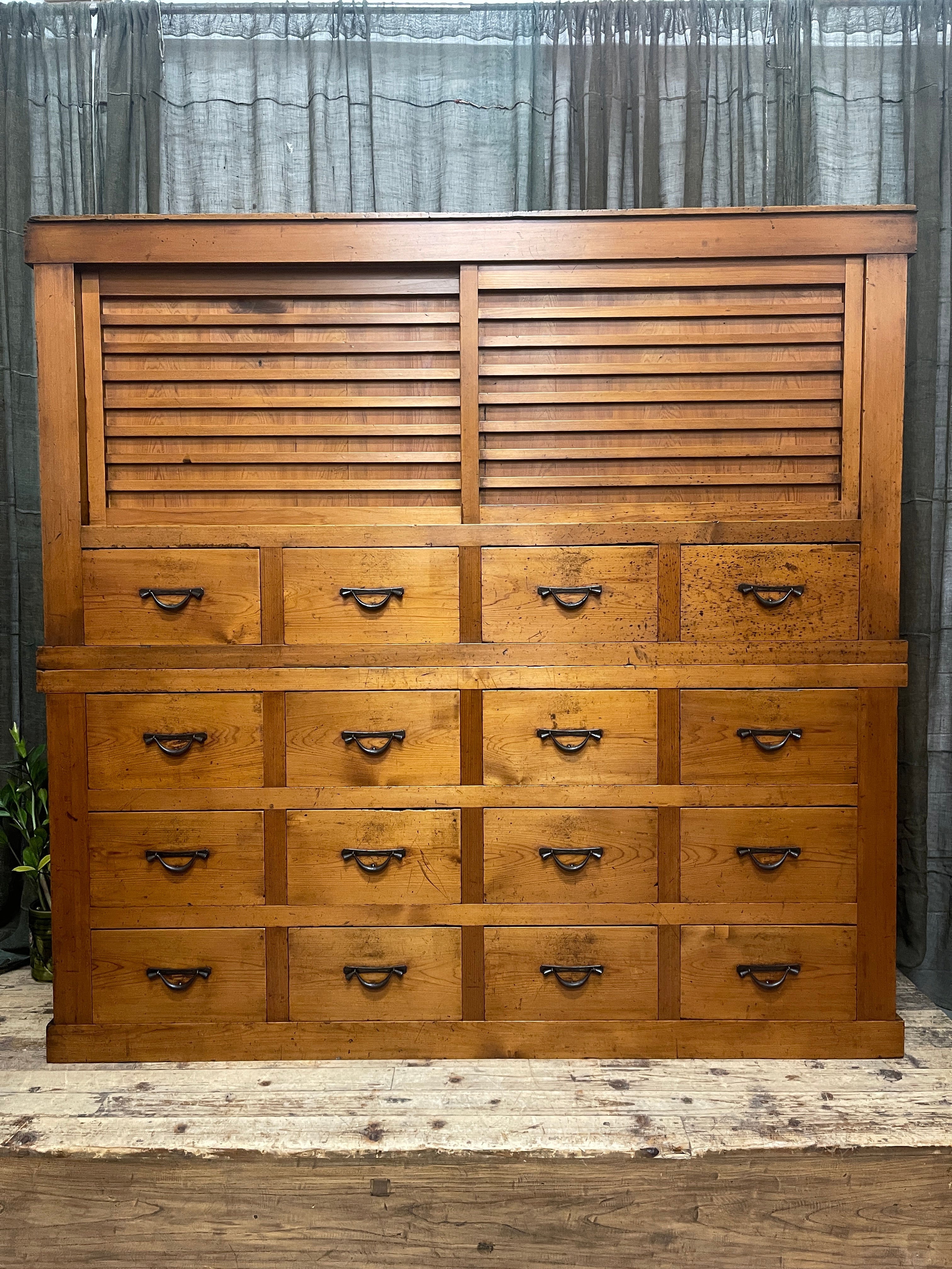 Antique Japanese Shop Storage Cabinet - Cedar, Cypress | Meiji c.1880