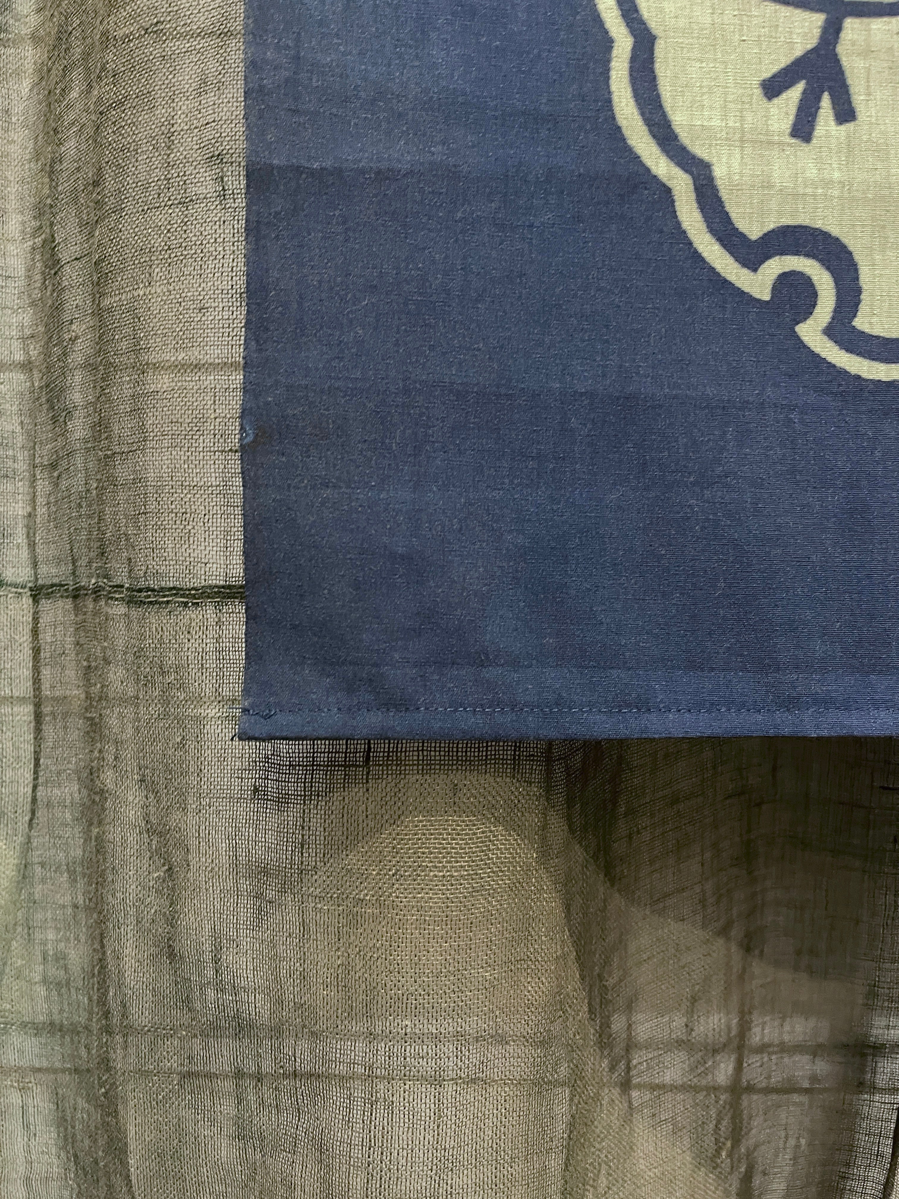 Vintage Japanese Noren - Indigo Cotton | Mon Crest Motif
