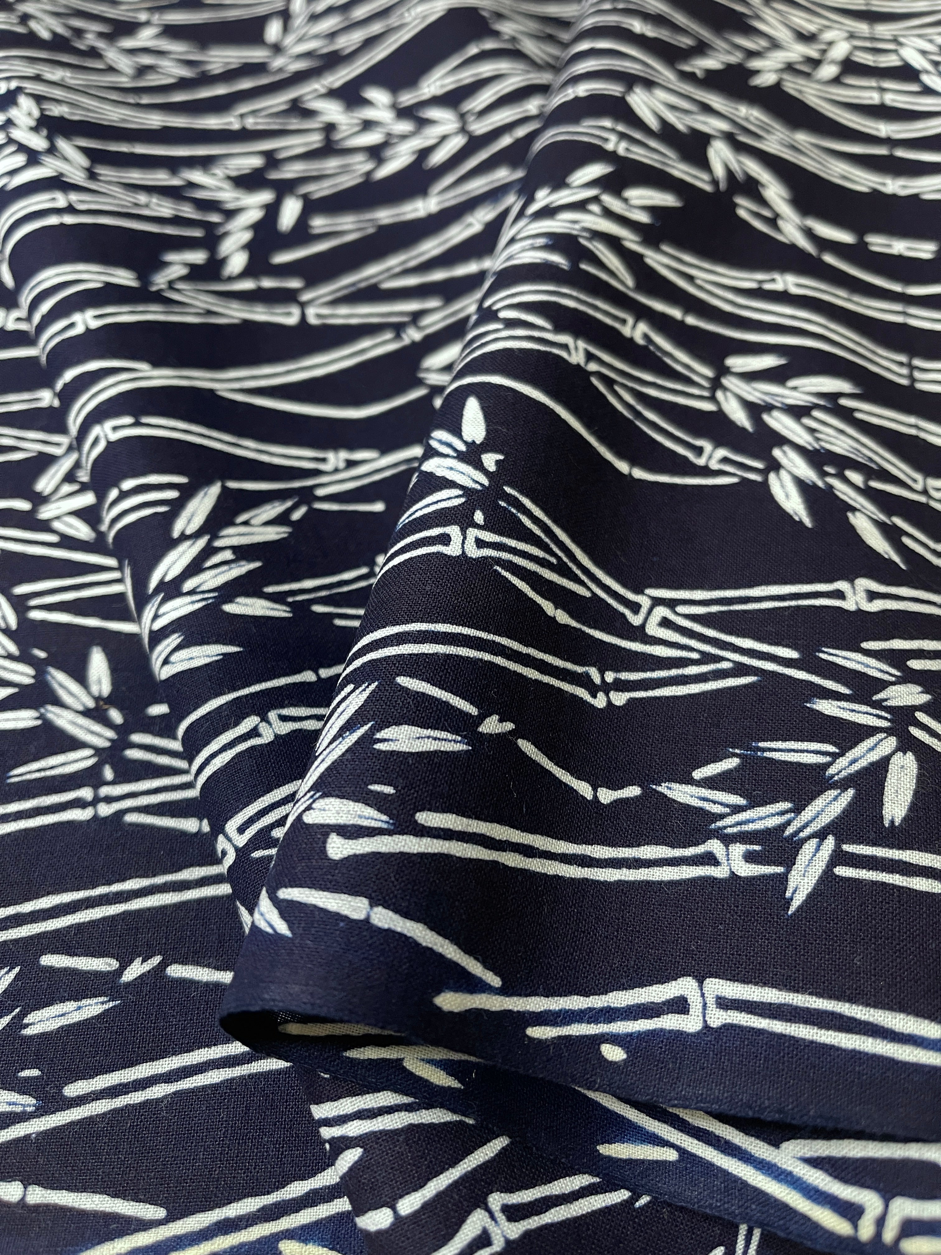 Japanese Yukata Cotton Fabric, Indigo & White
