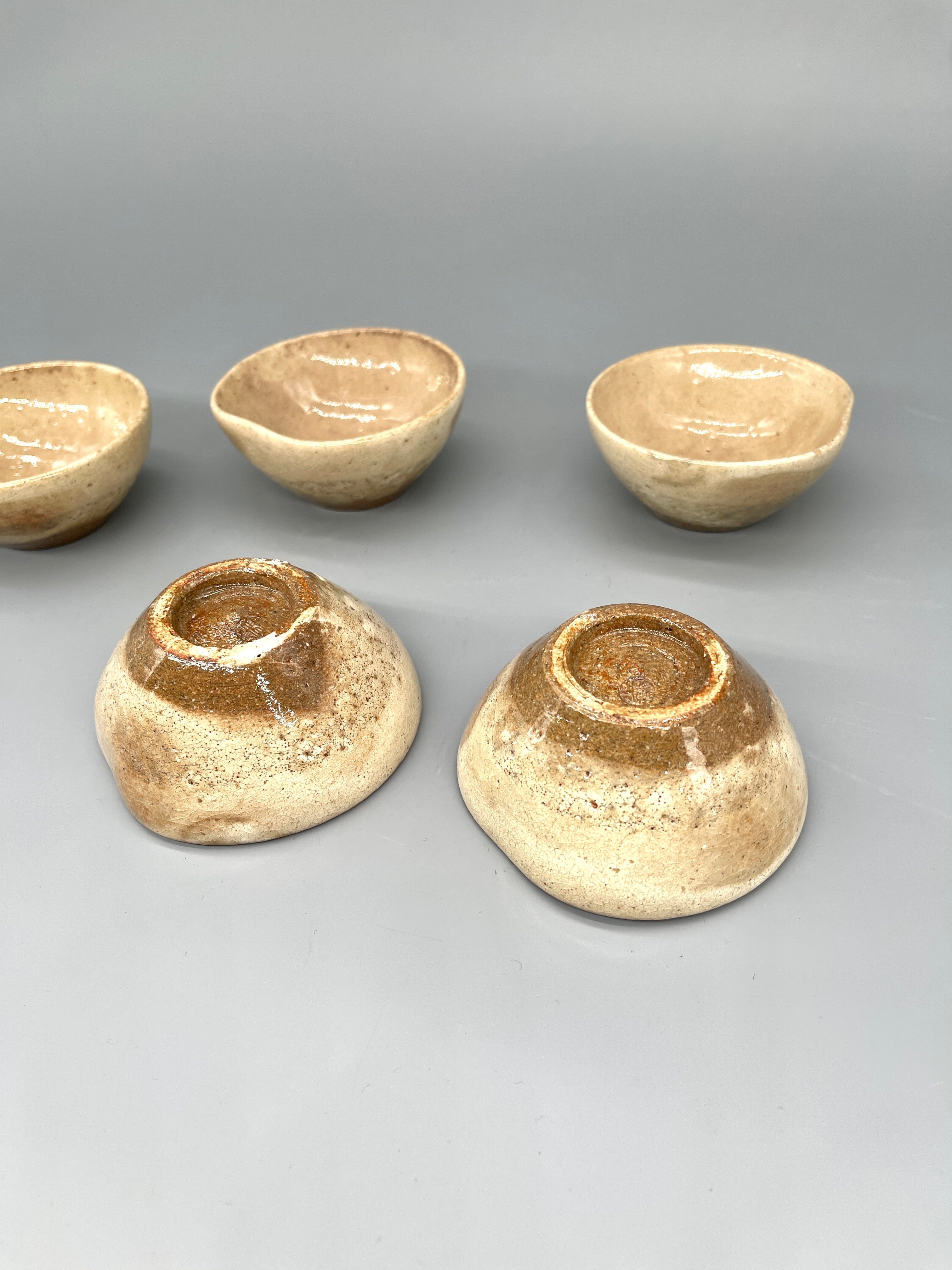 Set Of 5 Japanese Sake Cups - Hagi Ware