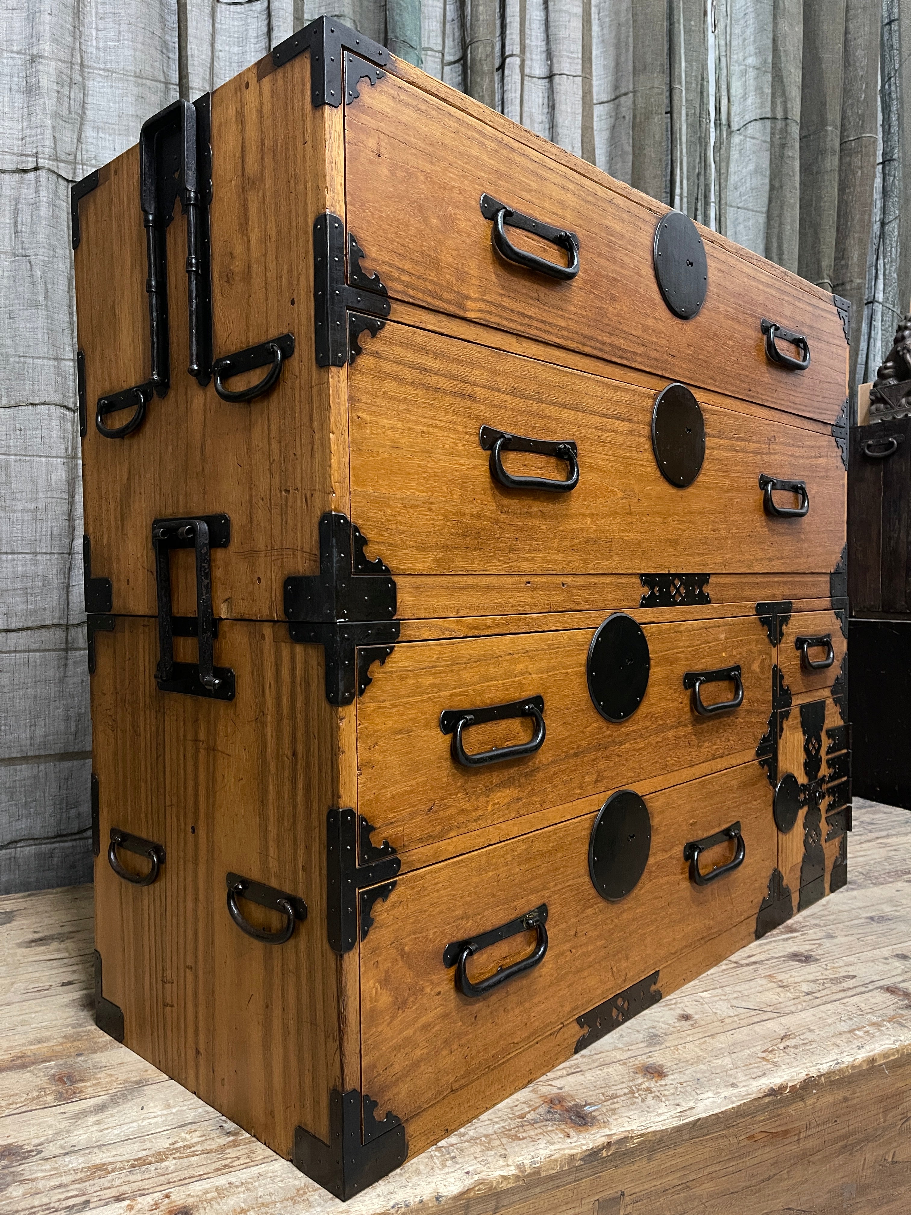 Japanese Kimono Storage Chest-on-Chest, Isho Dansu - Paulownia | Meiji