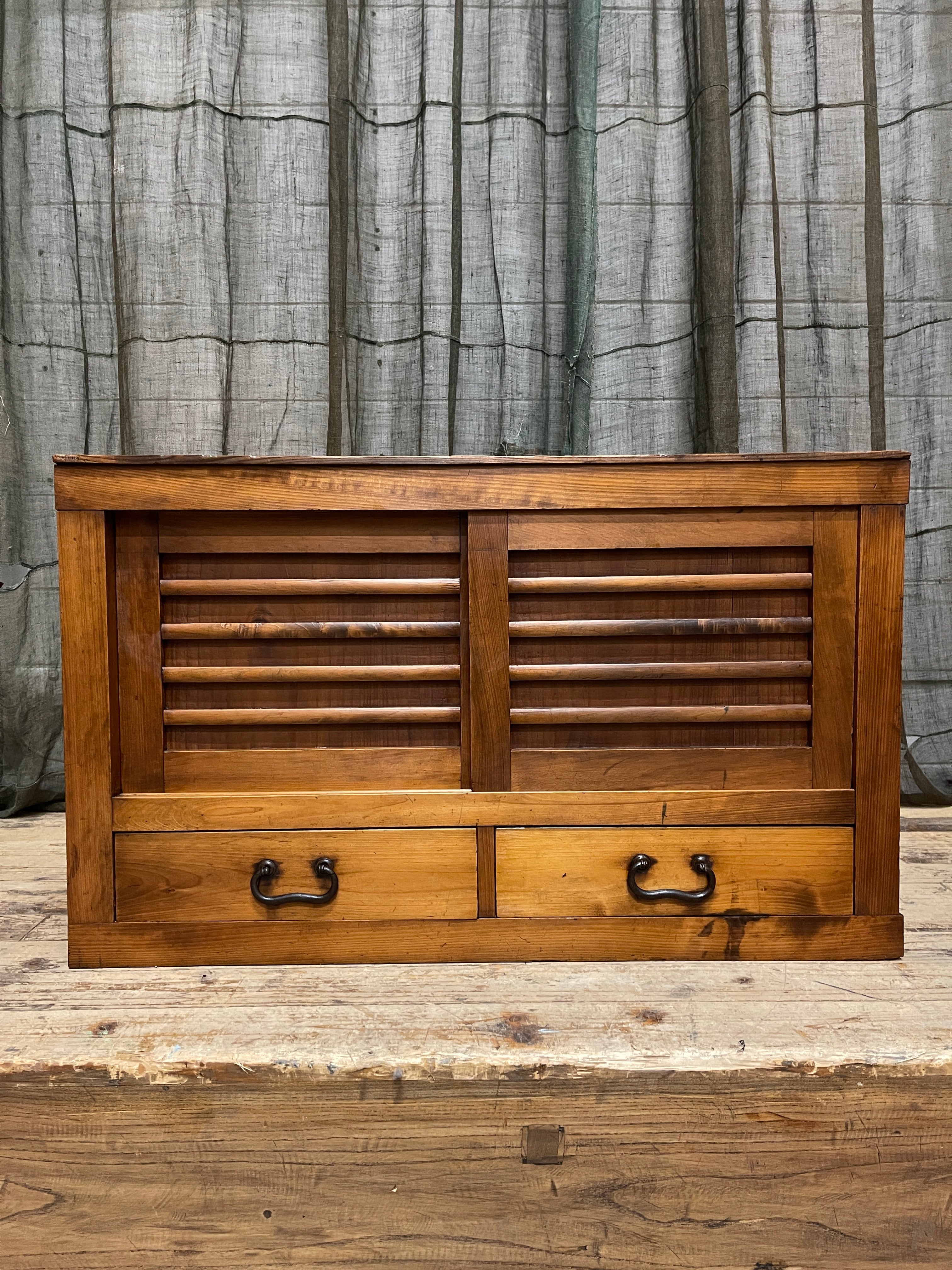 Antique Japanese Low Cabinet - Cypress | Meiji