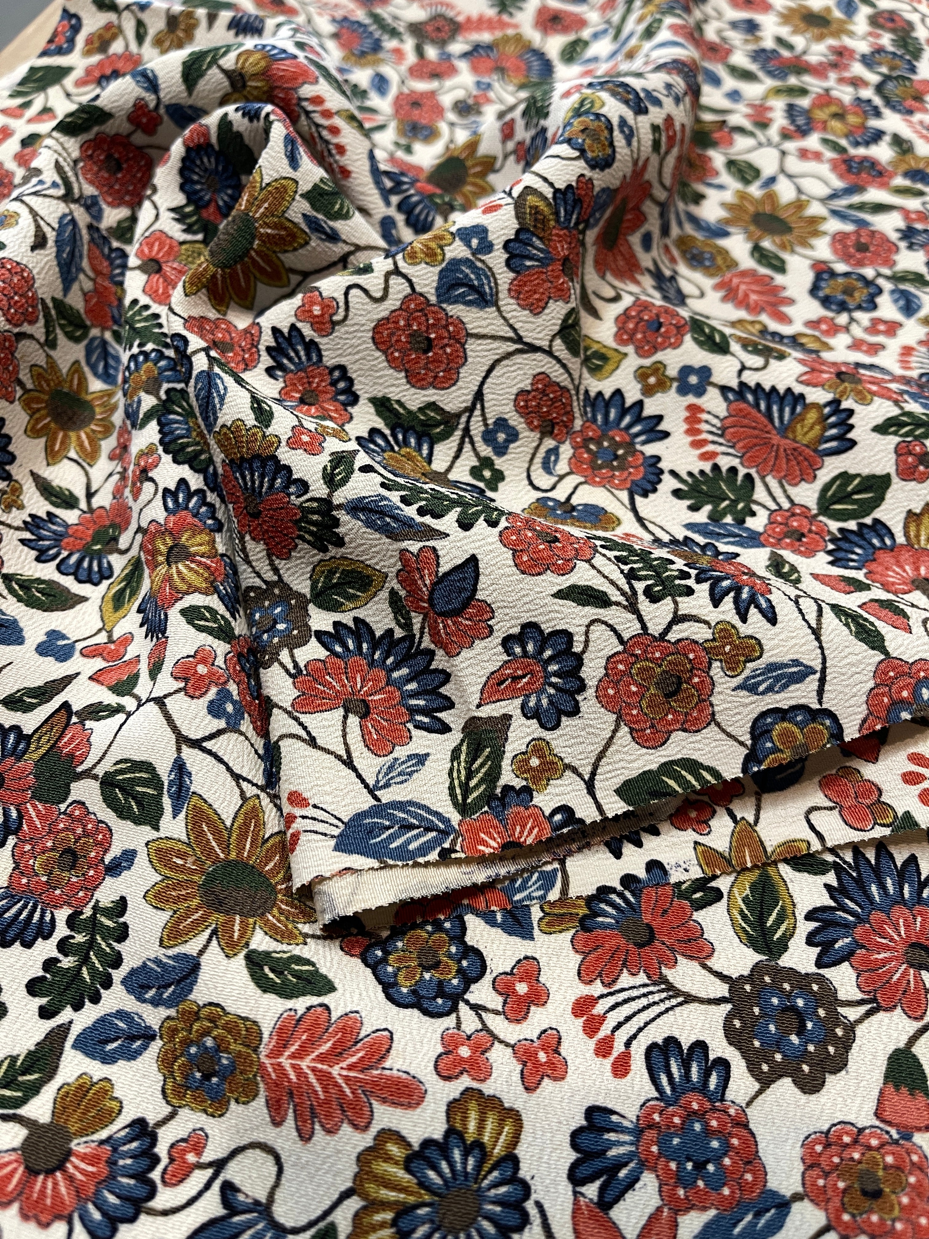 Japanese Silk Fabric, Flower & Berries Pattern