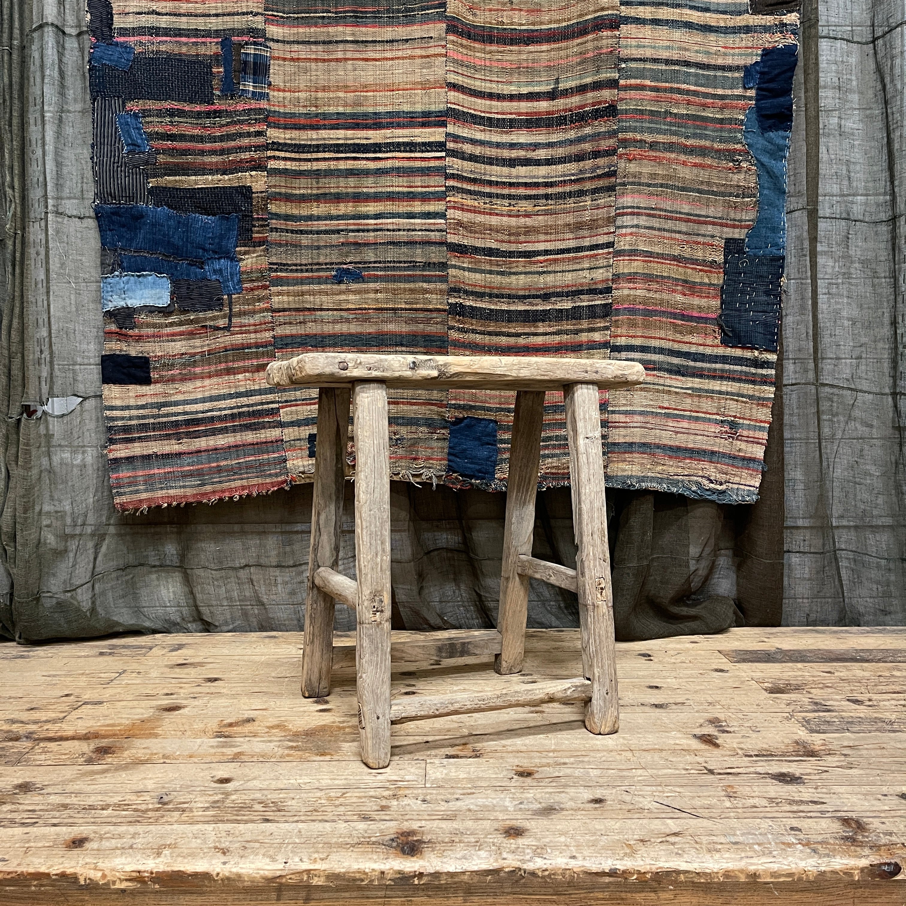 Antique Chinese Provincial Elm Stool