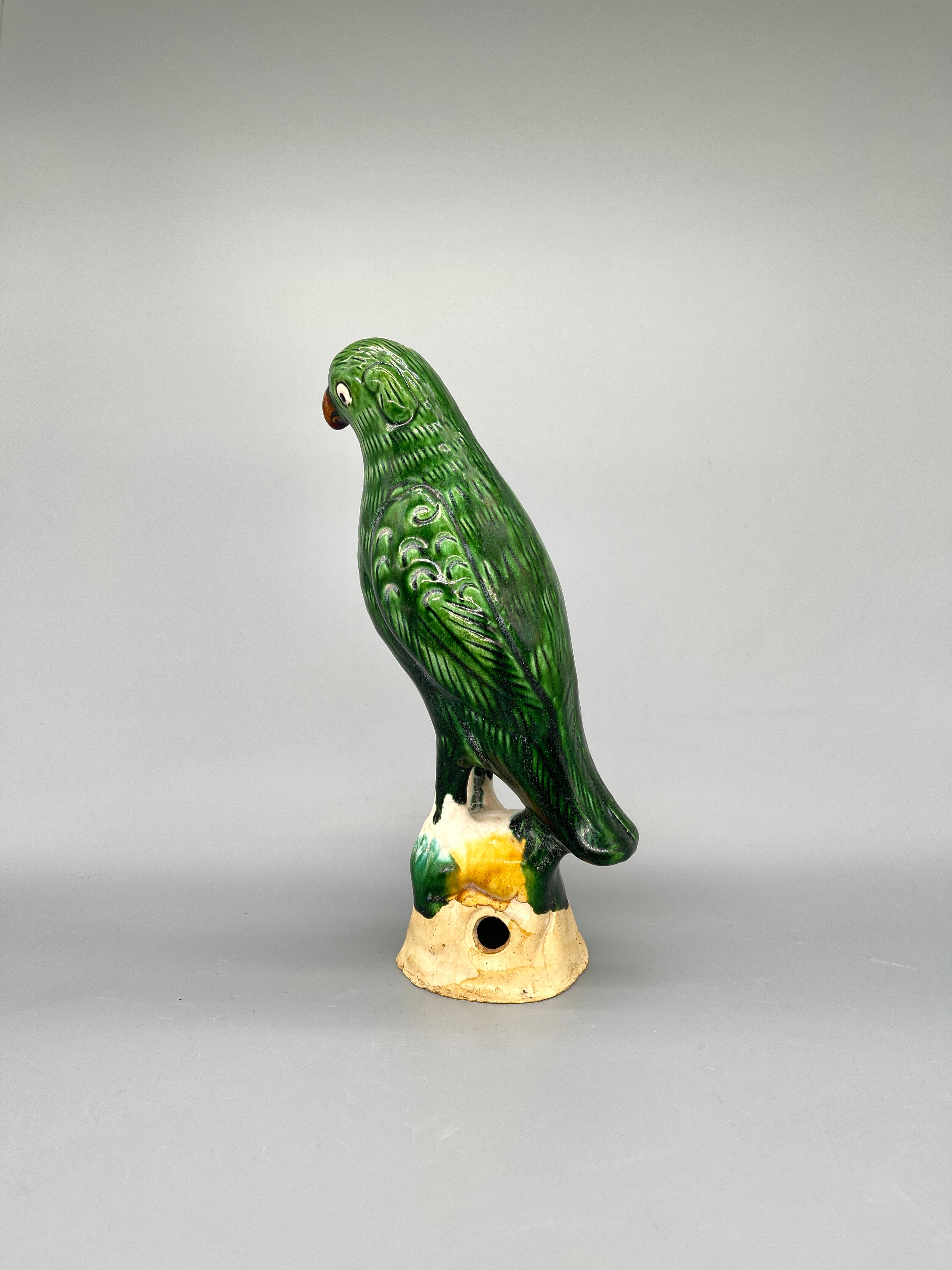 Chinese Green Ceramic Parrots