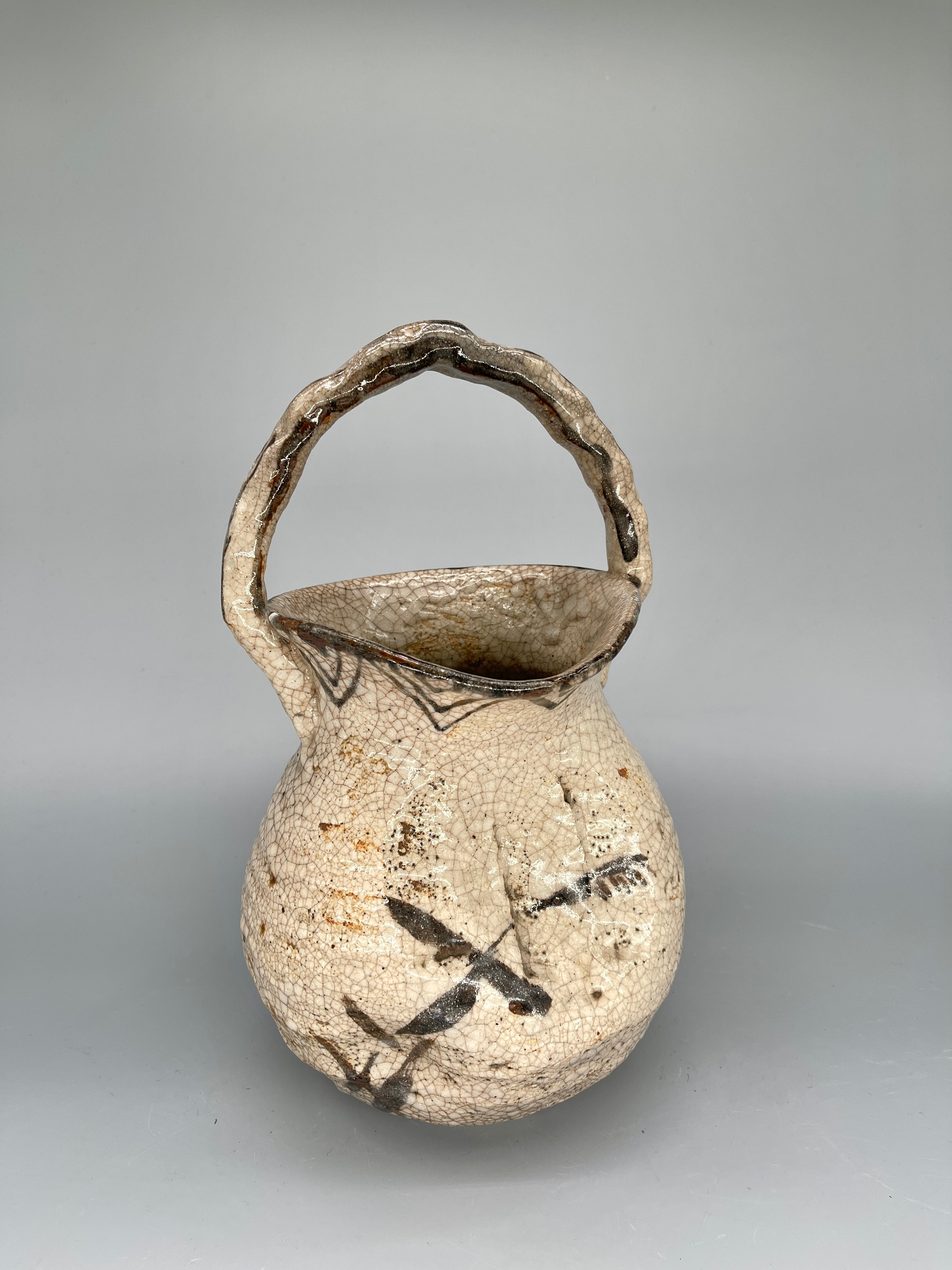 Vintage Japanese Ikebana Vase - Raku Pottery