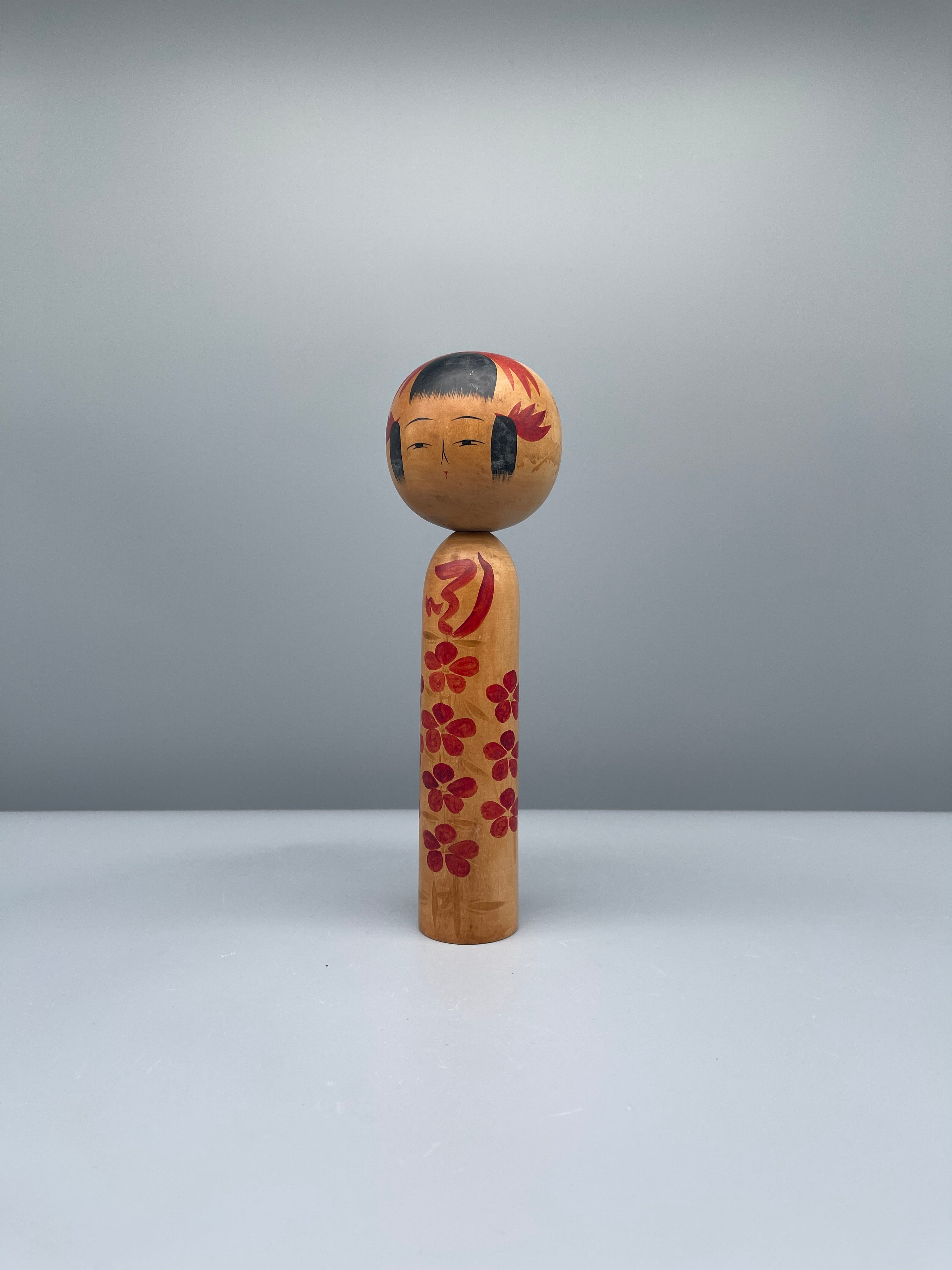 Vintage Japanese Kokeshi Doll - Blossom Motif