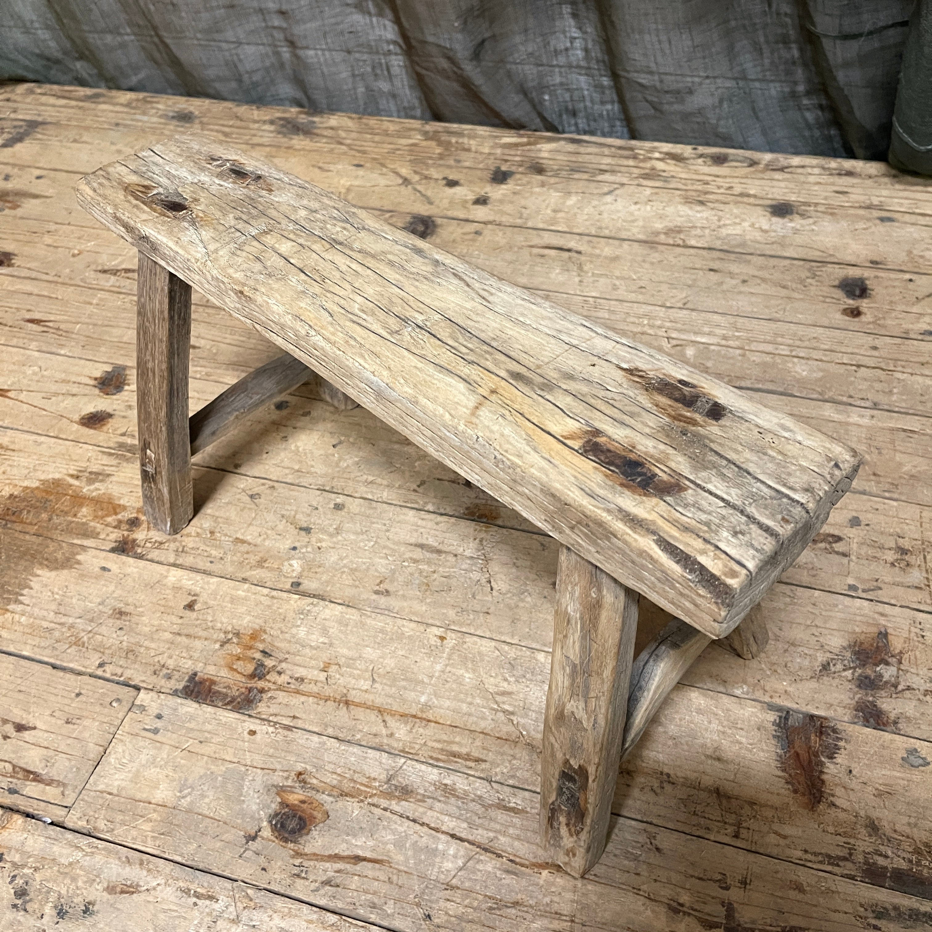 Chinese Provincial Elm Low Stool