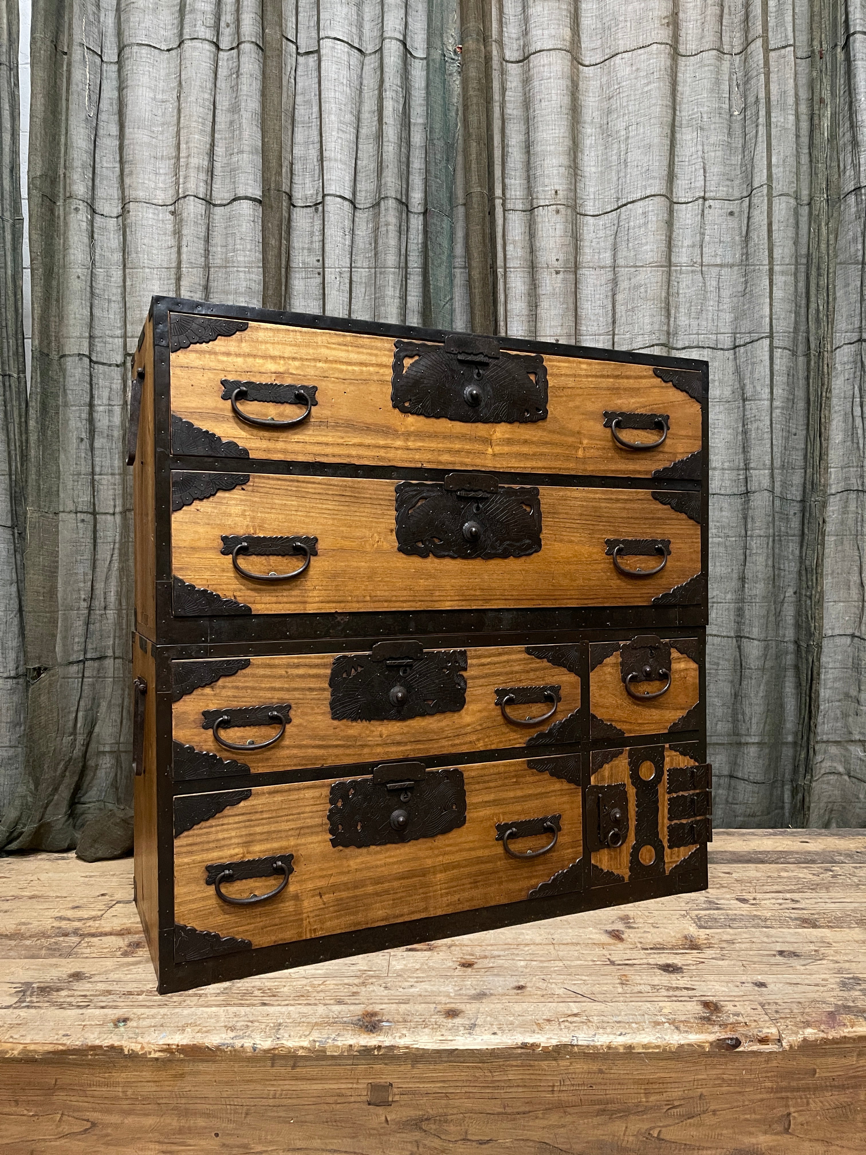 Isho Dansu, Rare Japanese Two Piece Clothing Chest - Paulownia | Meiji