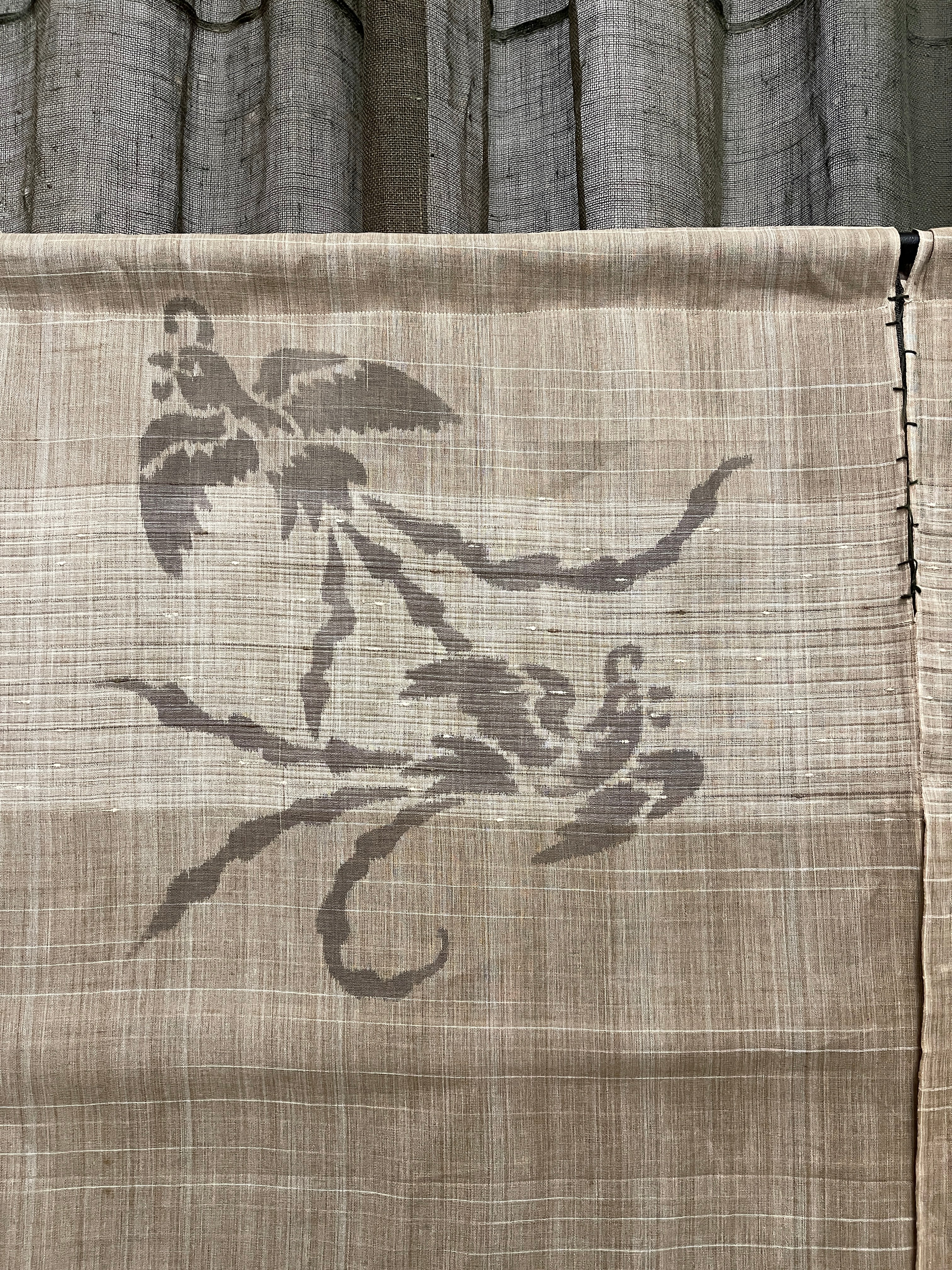 Vintage Japanese Noren - Hemp | Bird & Floral Motif