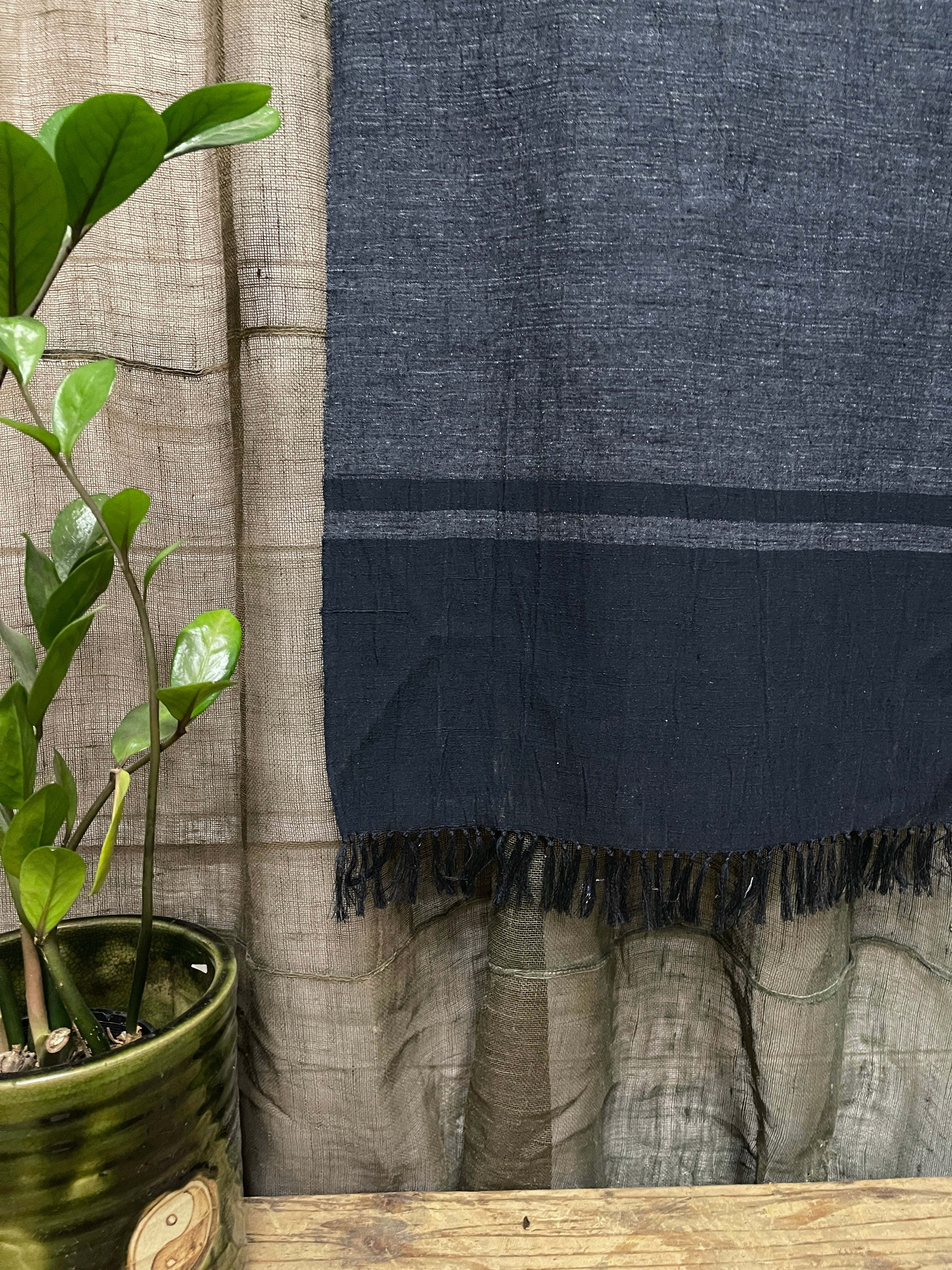 Vintage Japanese Noren, Panelled Curtain