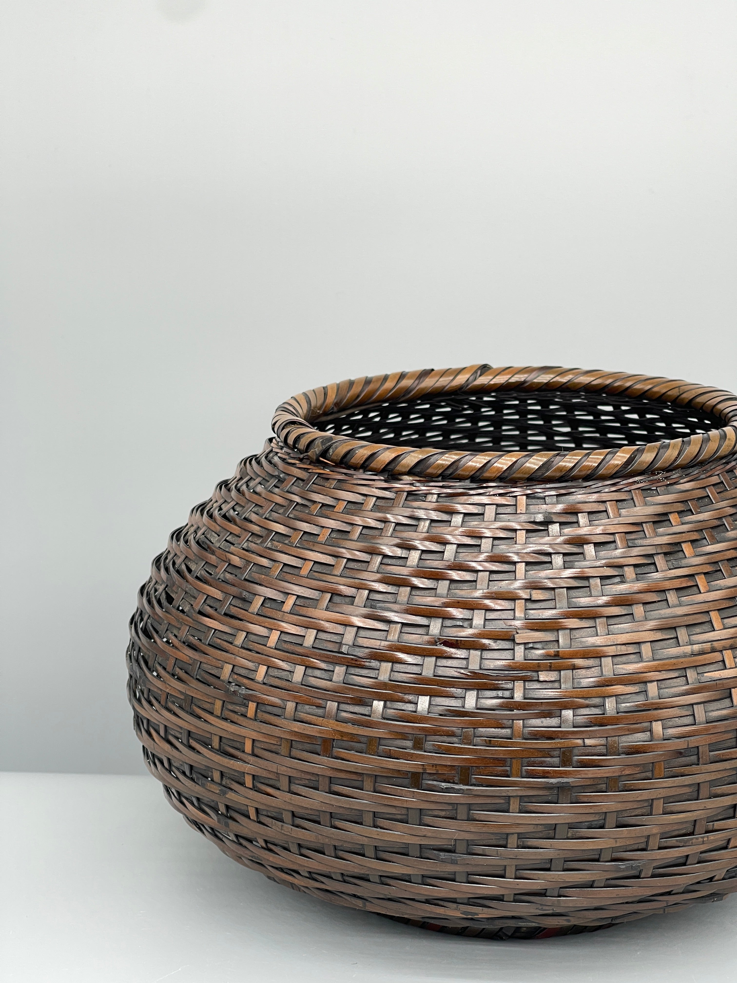 Vintage Japanese Gozame-ami Style Ikebana Basket - Bamboo