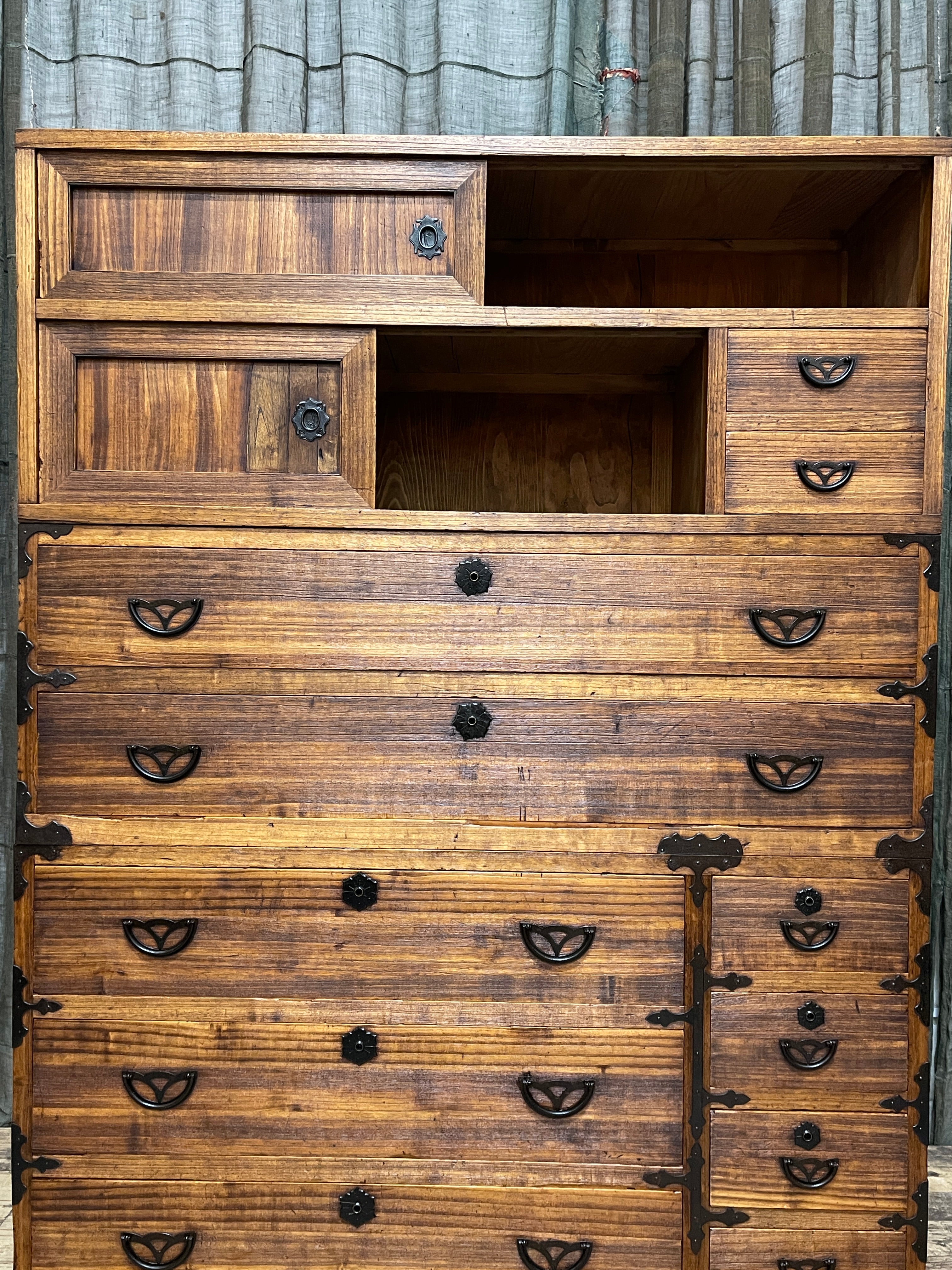 Japanese Three-Piece Kimono Chest of Drawers - Paulownia | Showa