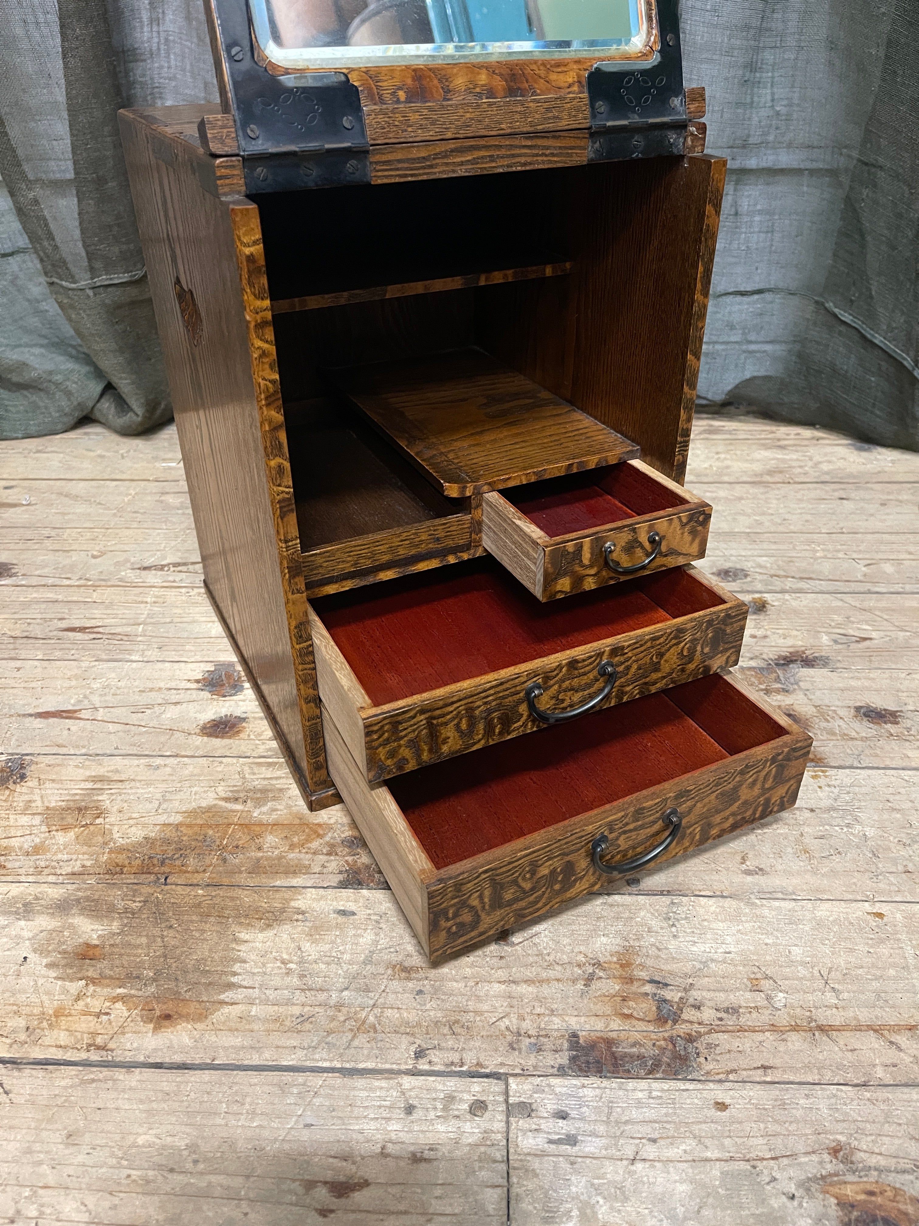Vintage Japanese Mirror Chest, Kyo Dai | Taisho, c.1920