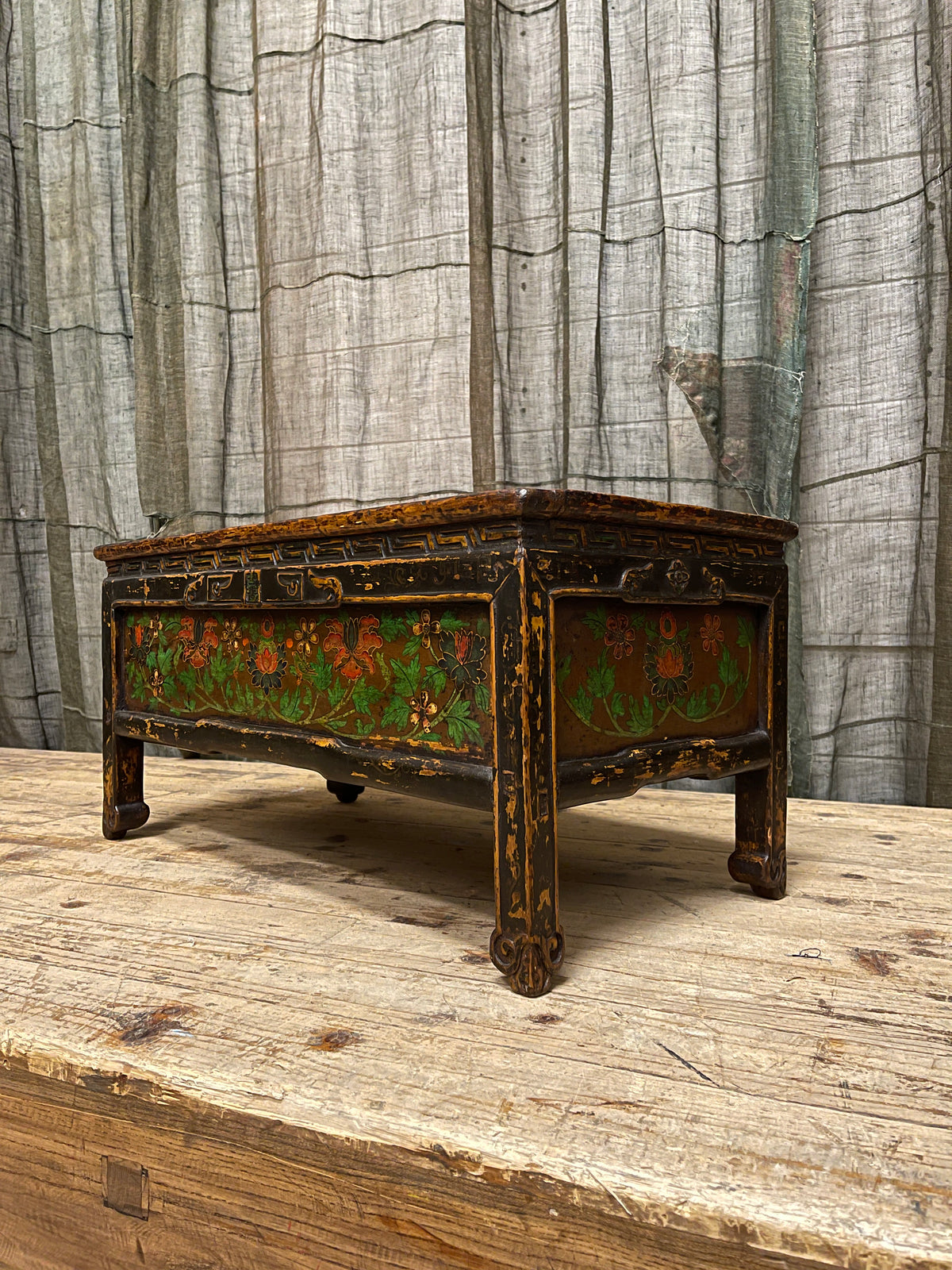 Rare Antique Tibetan Prayer Table, Original Painting |1900