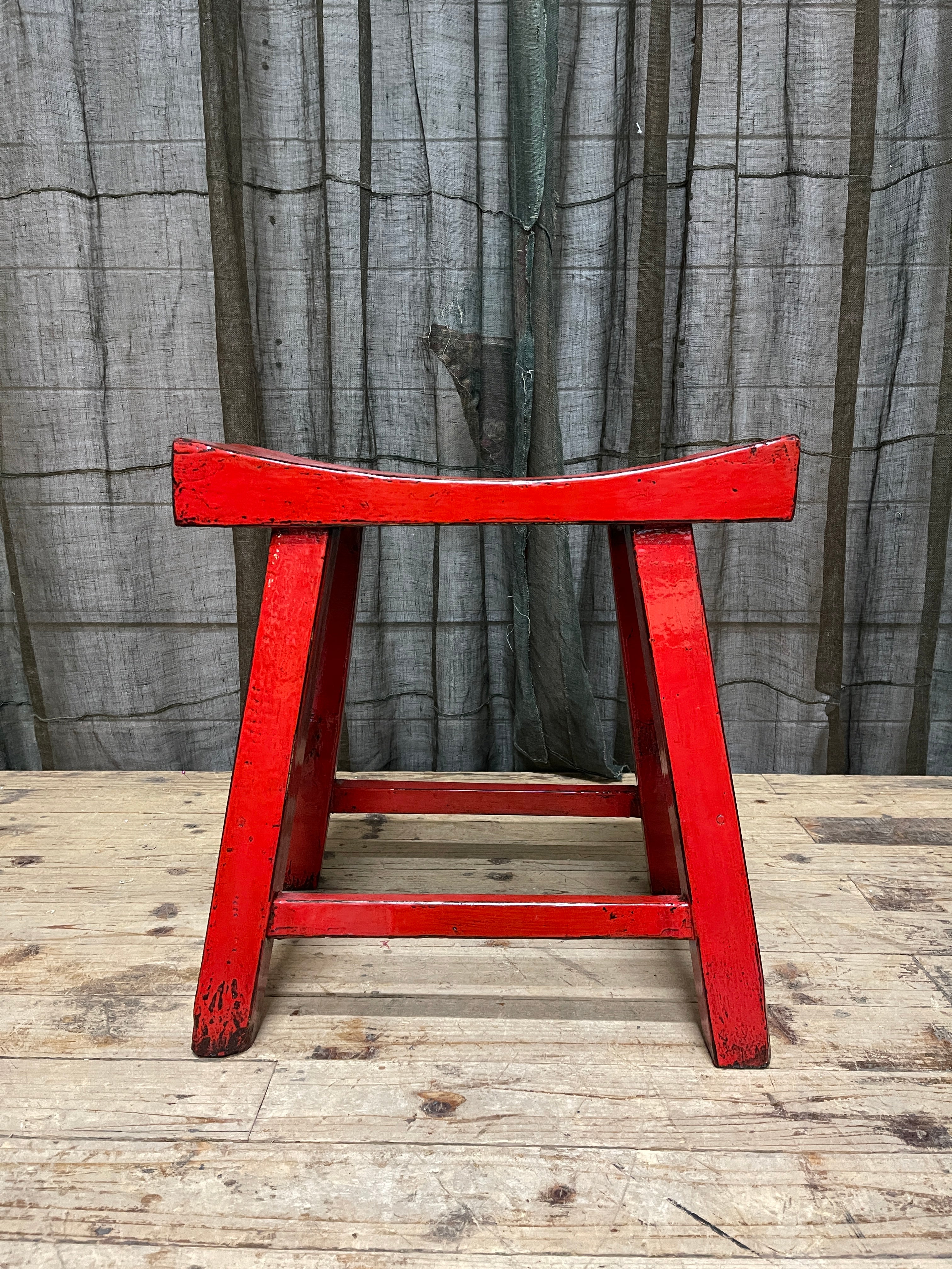 Chinese Provincial Stool - Red