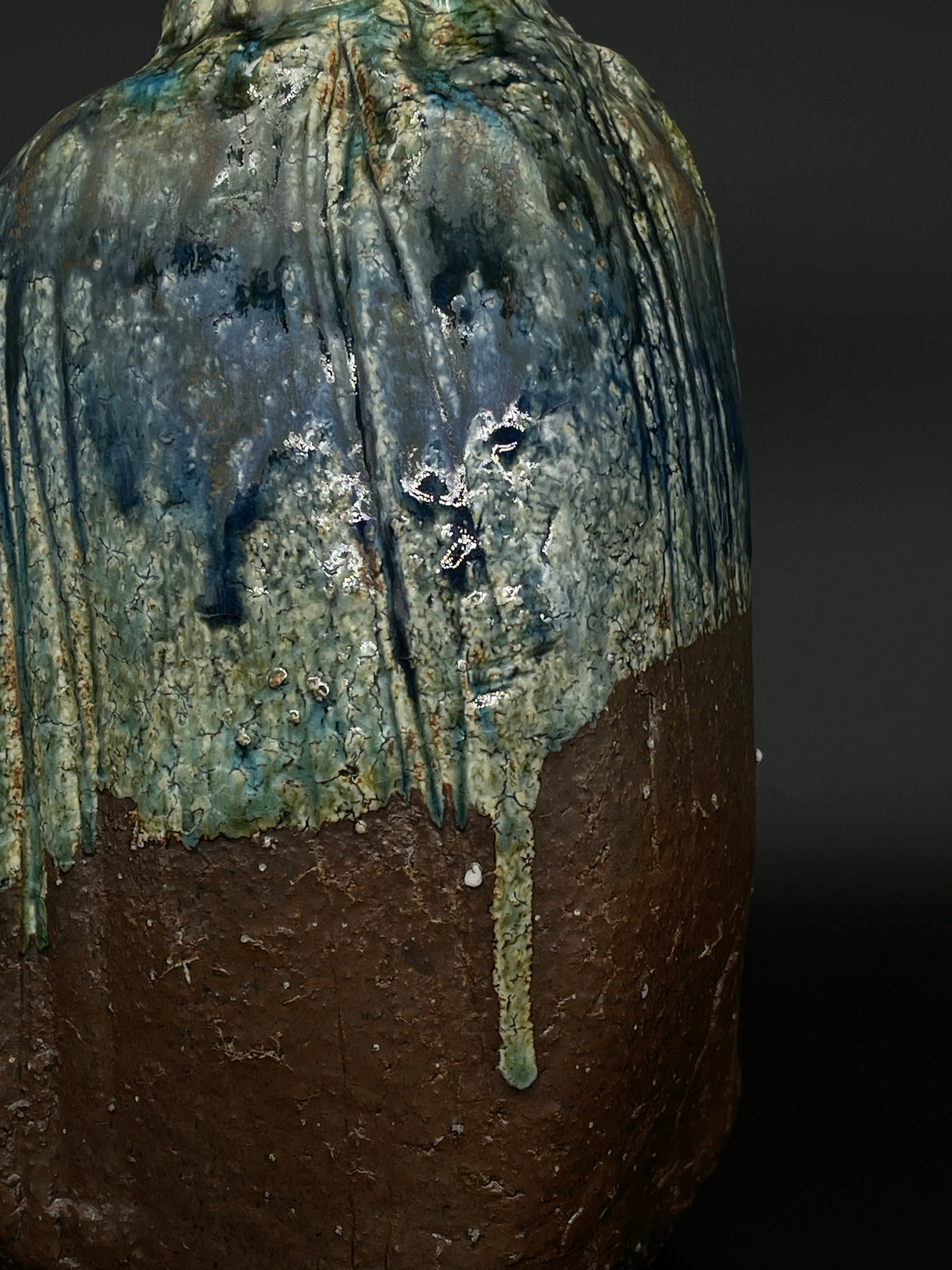Vintage Japanese Blue Pottery Vase