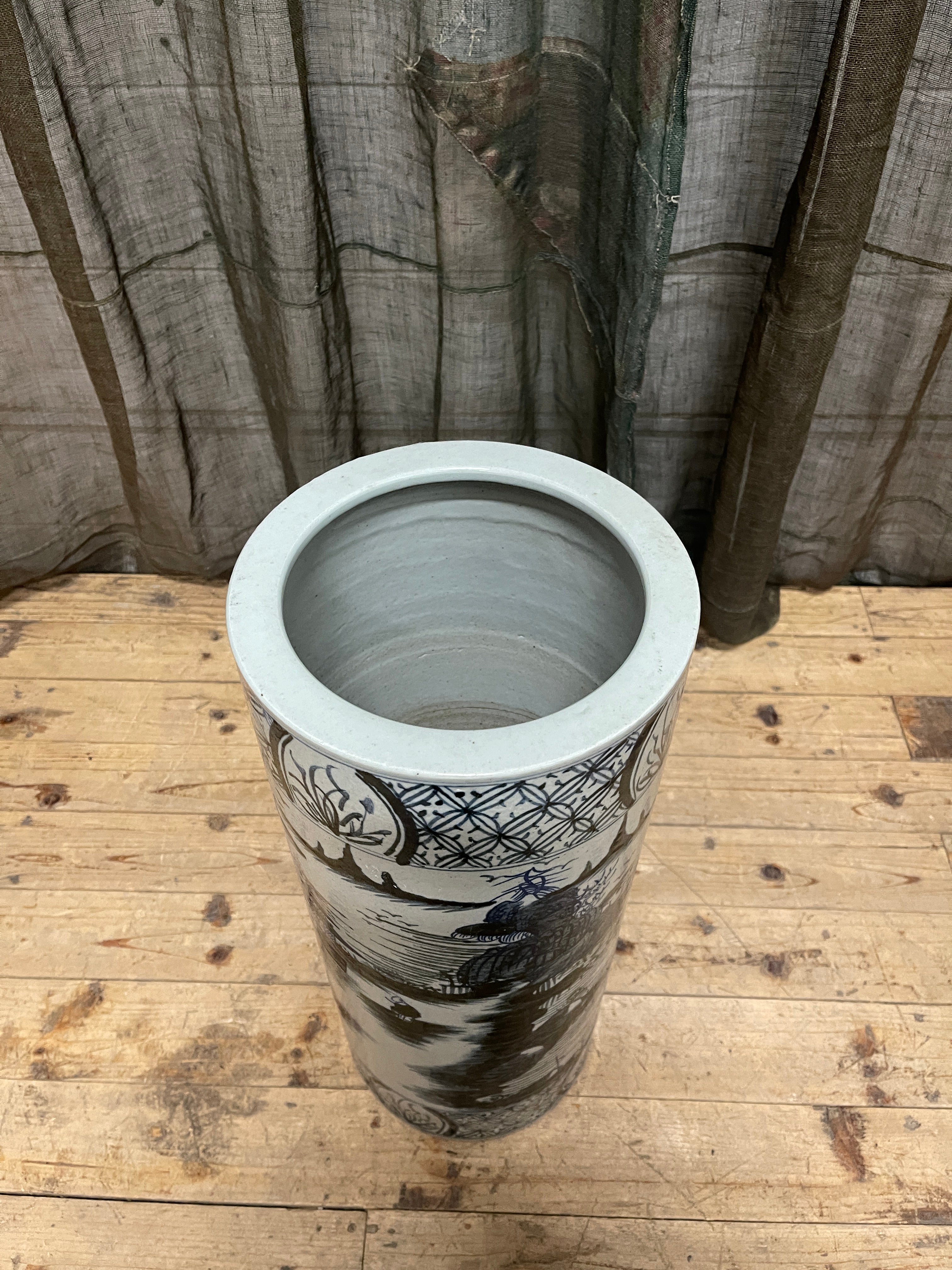 Contemporary Chinese Umbrella Stand - Blue & White