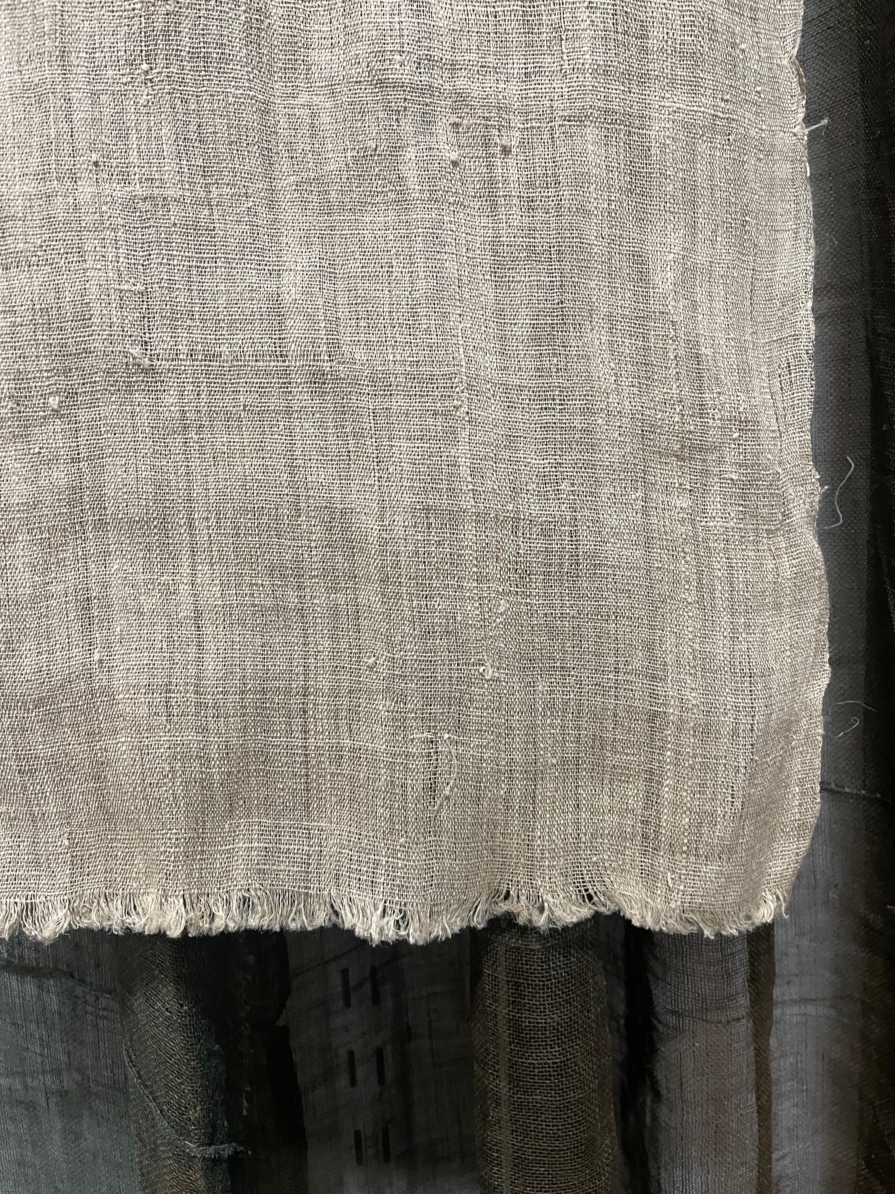 Vintage Japanese Hemp Noren, Panelled Curtain