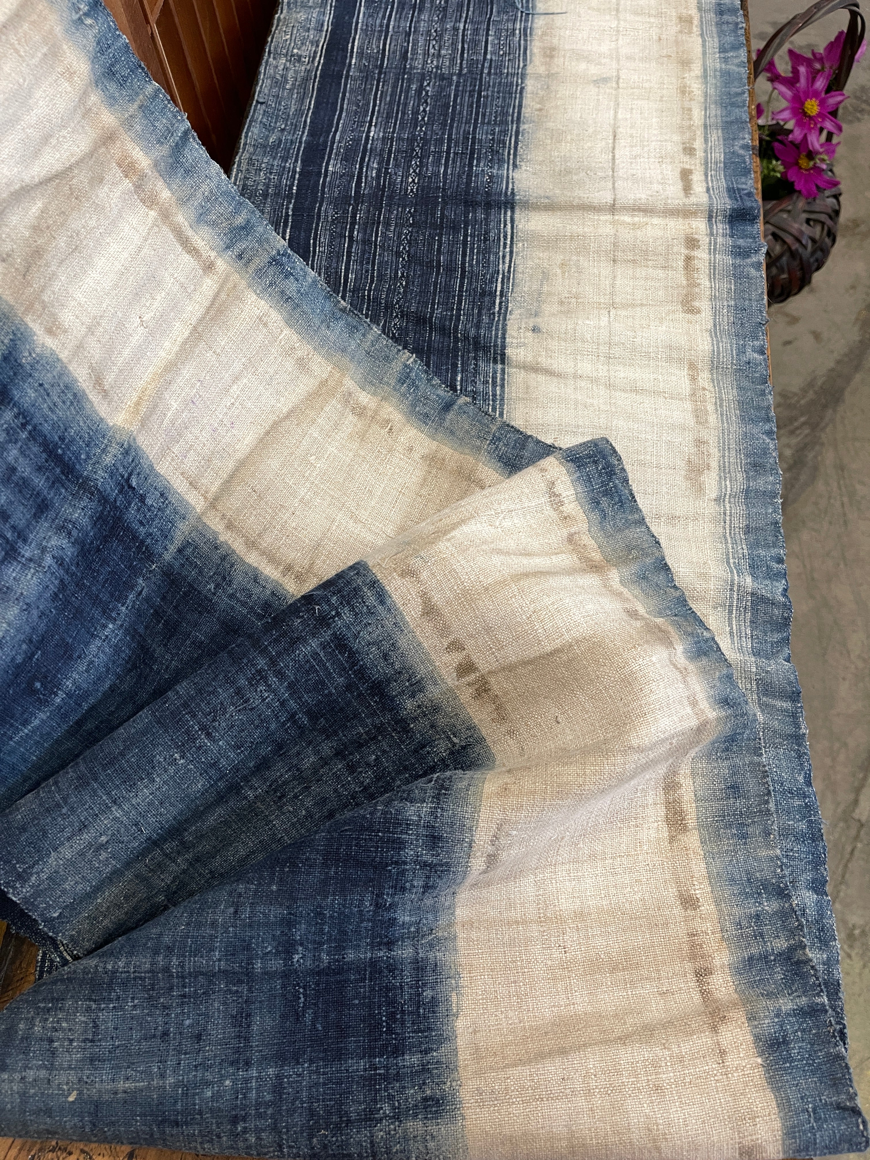 Vintage Hmong Hemp Indigo Batik