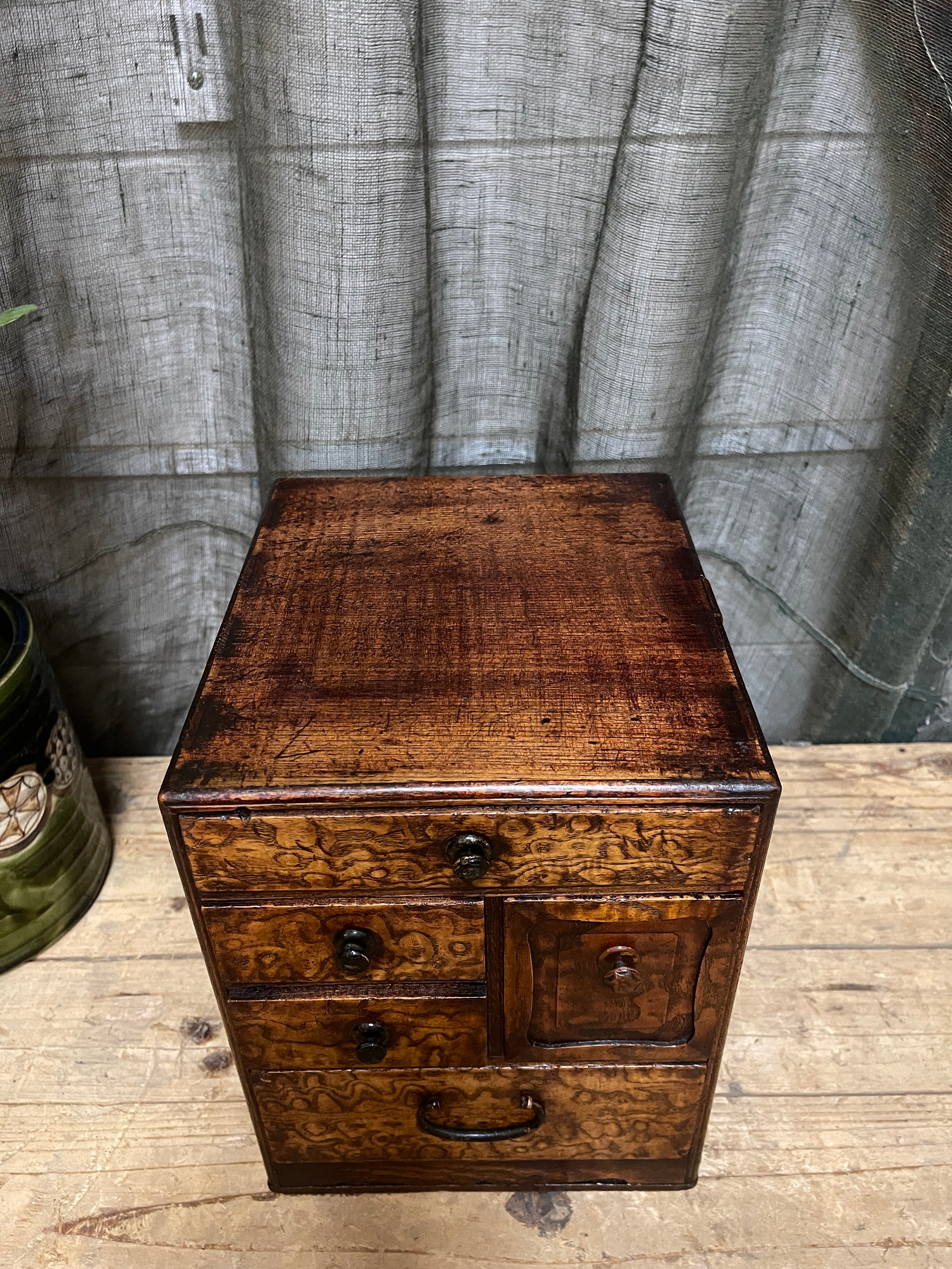 Vintage Japanese Sewing Box, Hari Bako - Elm | 1920's