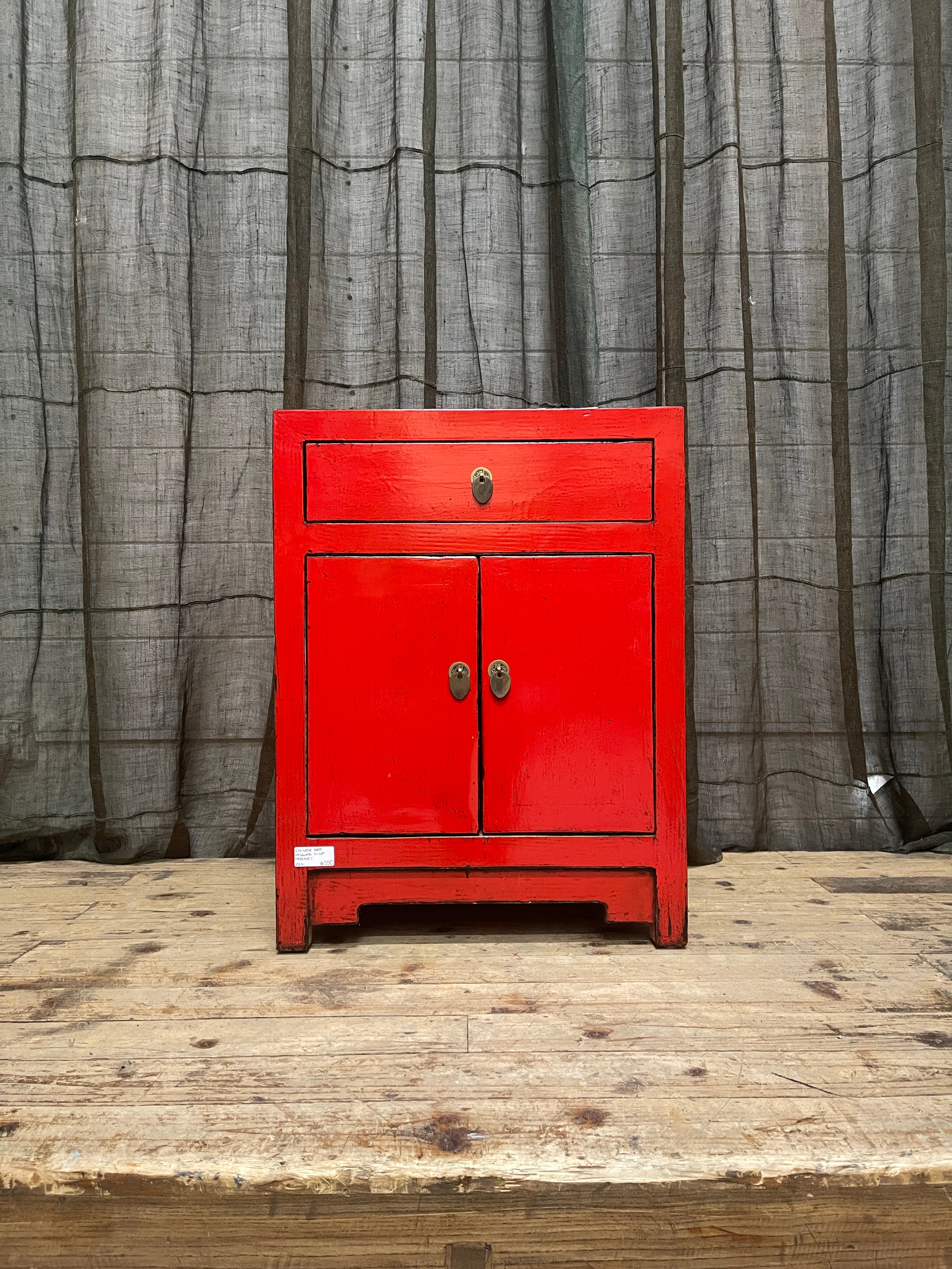 Chinese Red Lacquered Side Cabinet