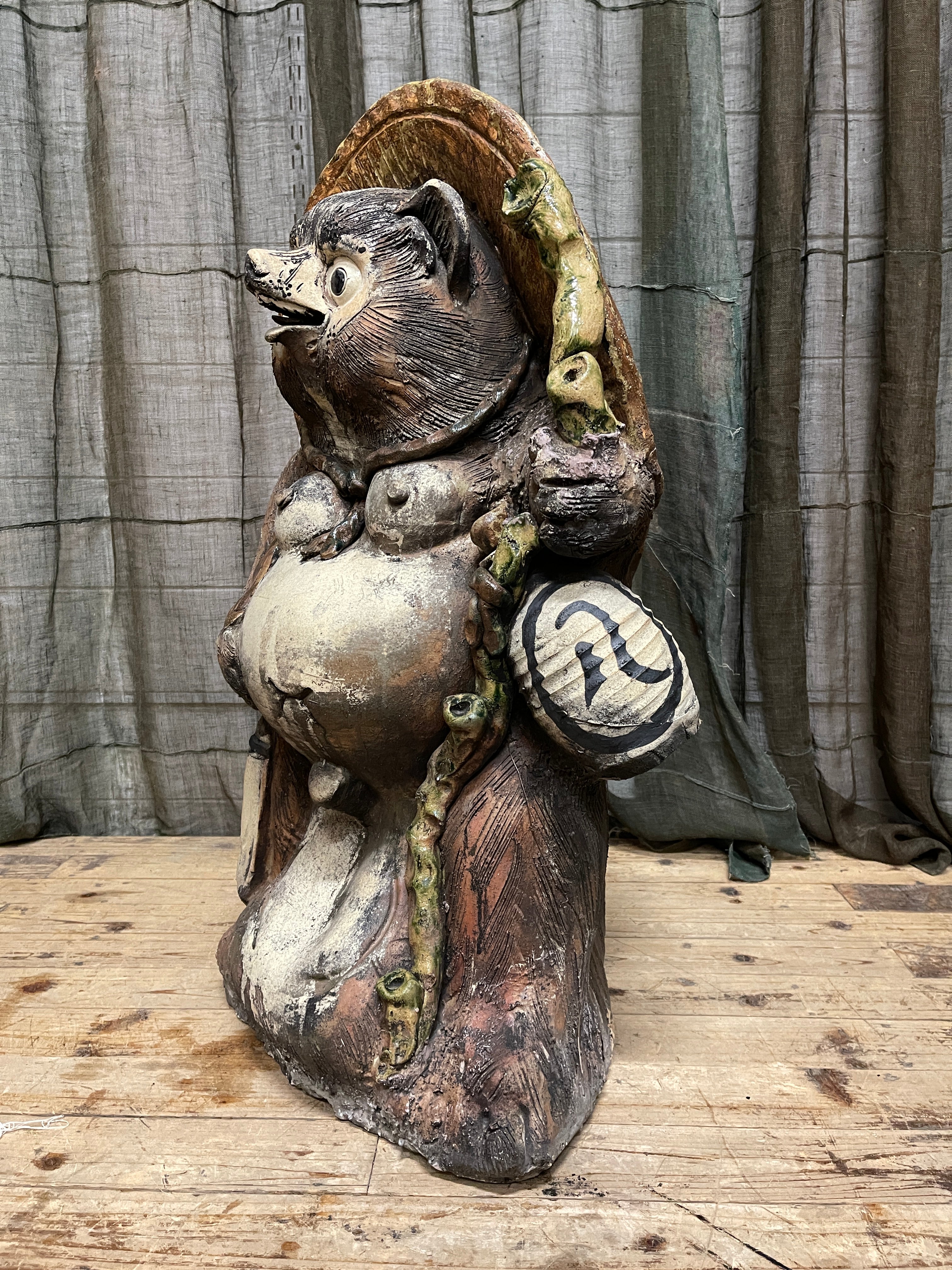 Large Vintage Tanuki Statue, Hand-Crafted