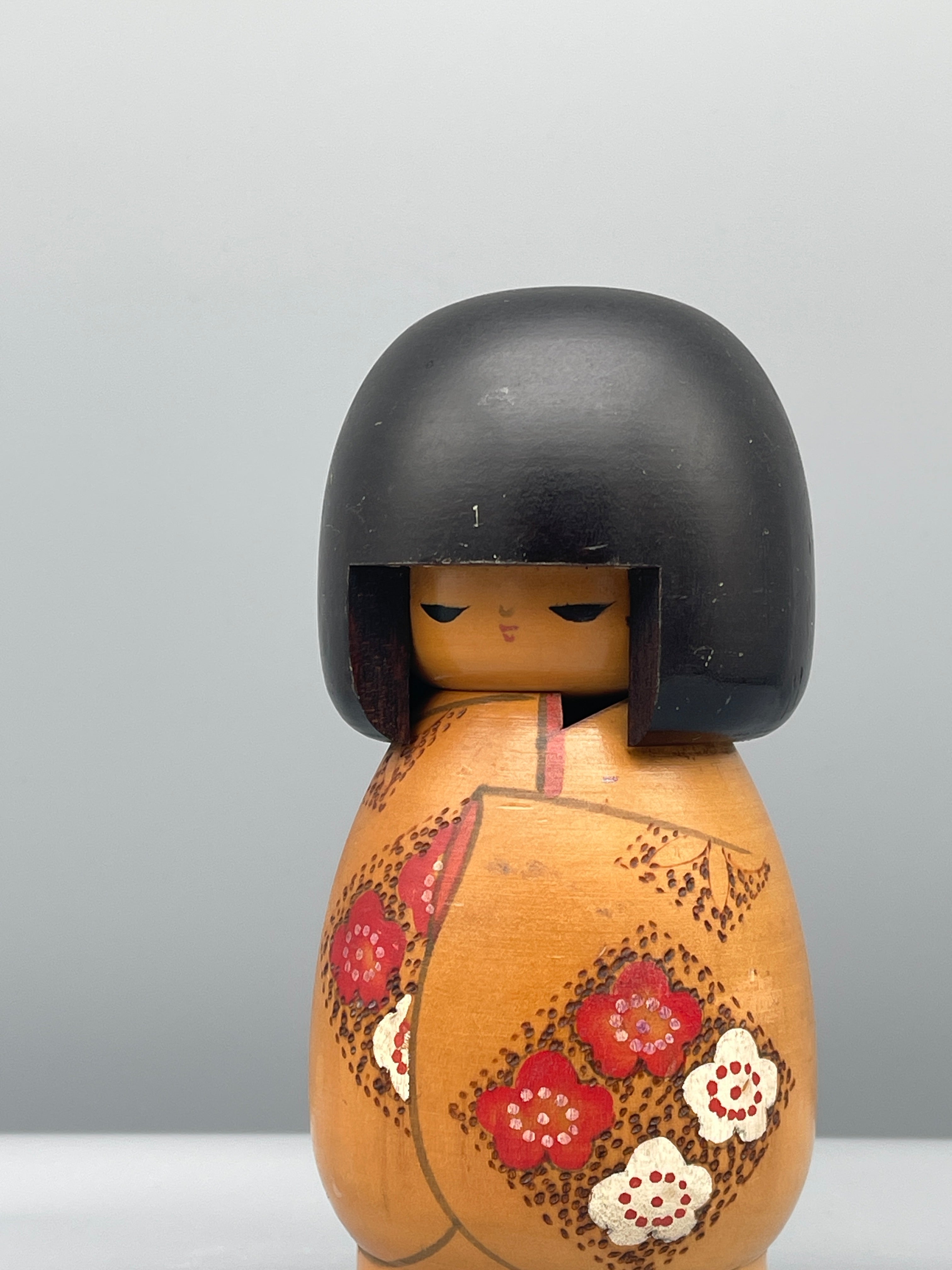 Vintage Japanese Sosaku Kokeshi Doll - Blossom Kimono | c.1960