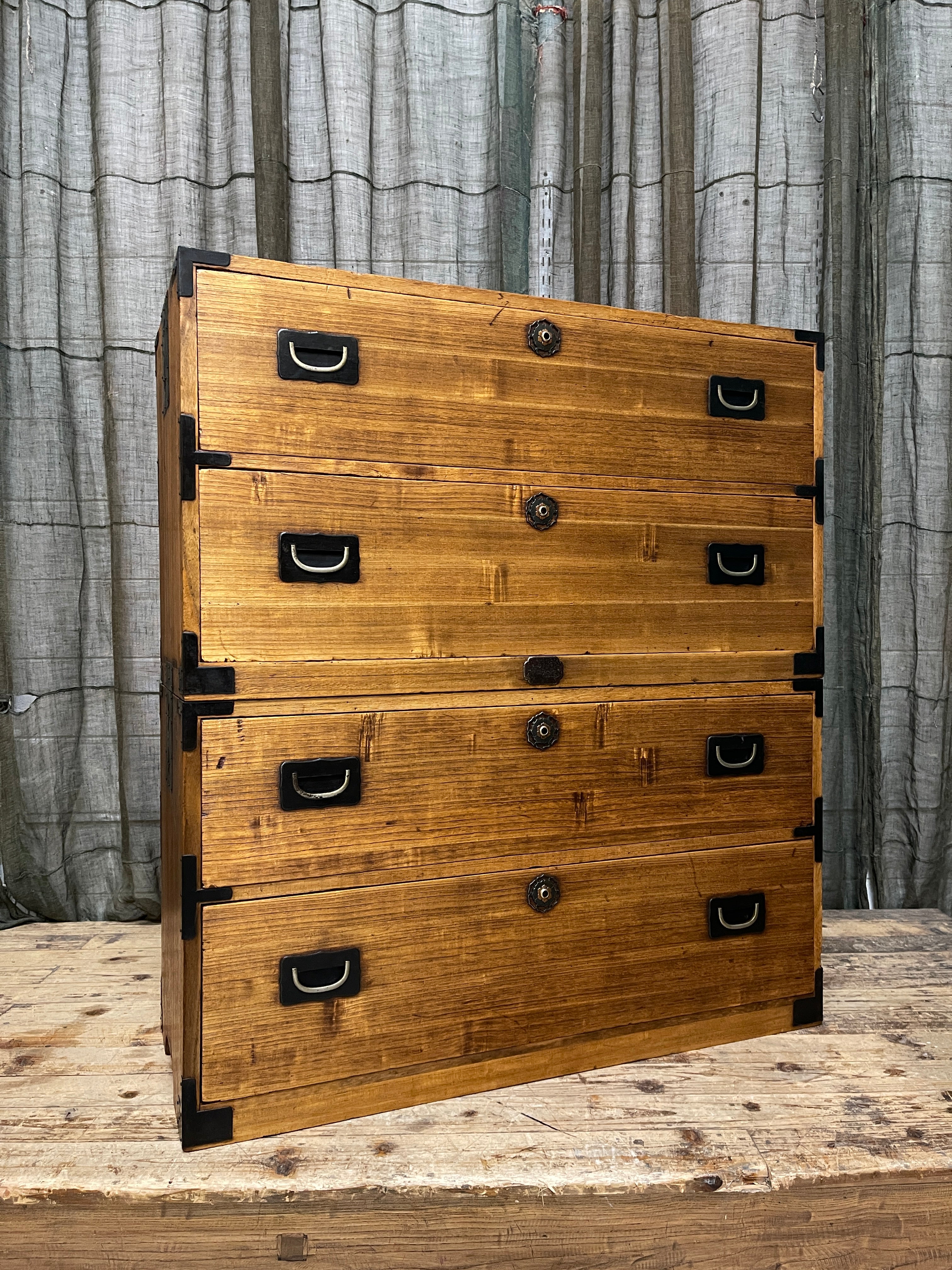 Japanese Kimono Storage Chest-on-Chest, Isho Dansu - Paulownia | Showa