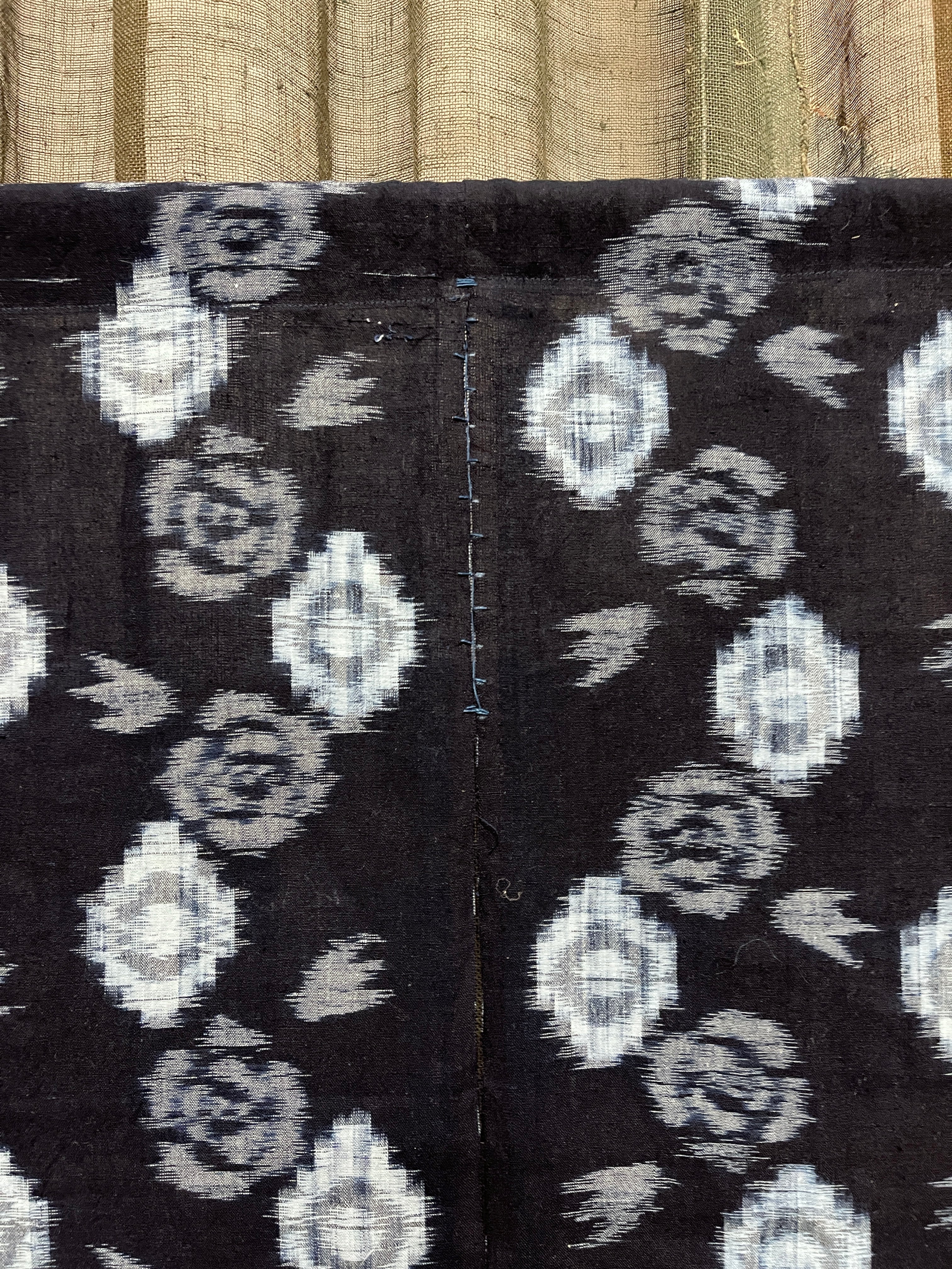 Vintage Japanese Noren - Dark Navy Cotton | Rose Motif