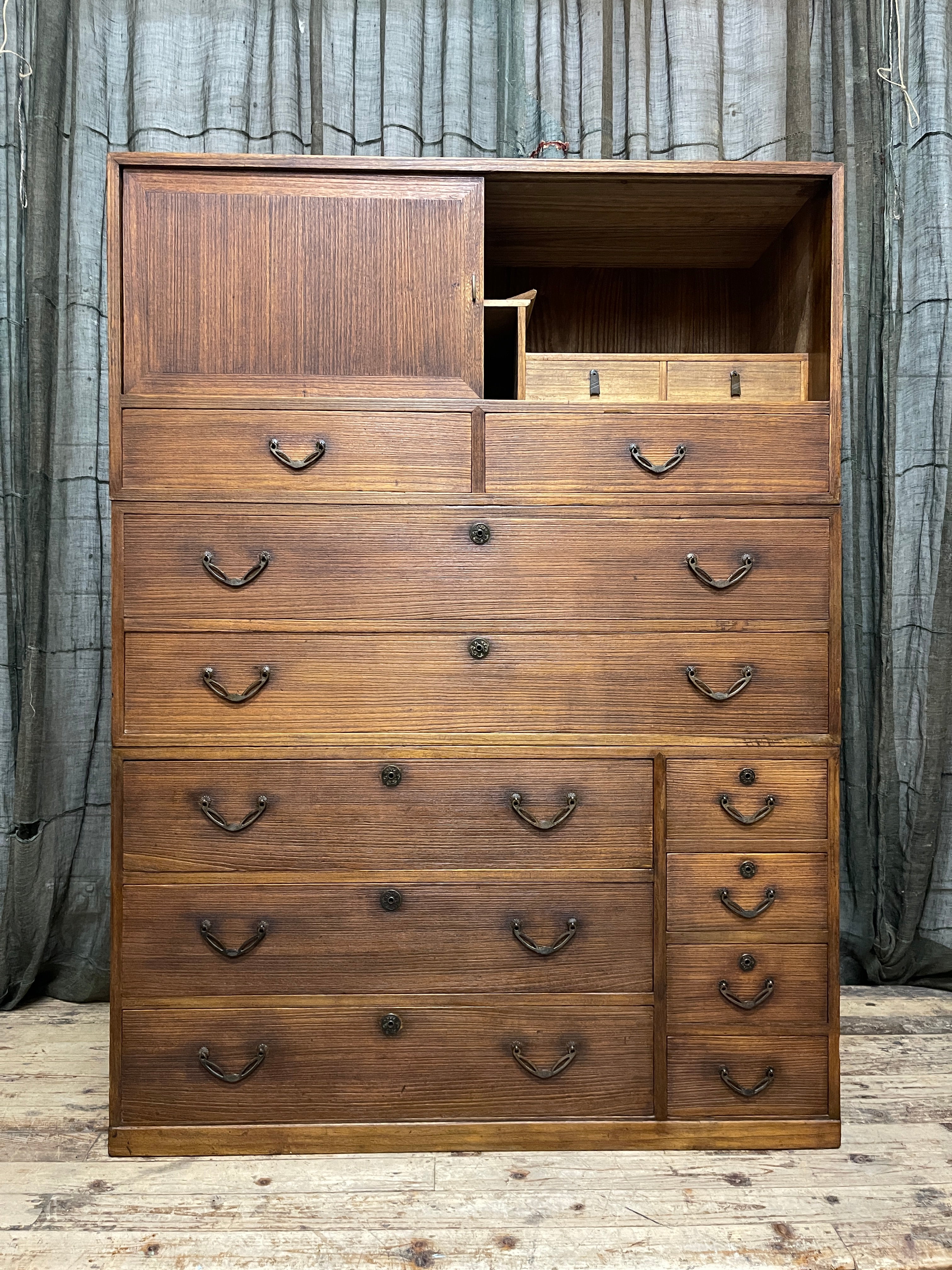 Japanese Three-Piece Kimono Chest of Drawers - Paulownia | Showa