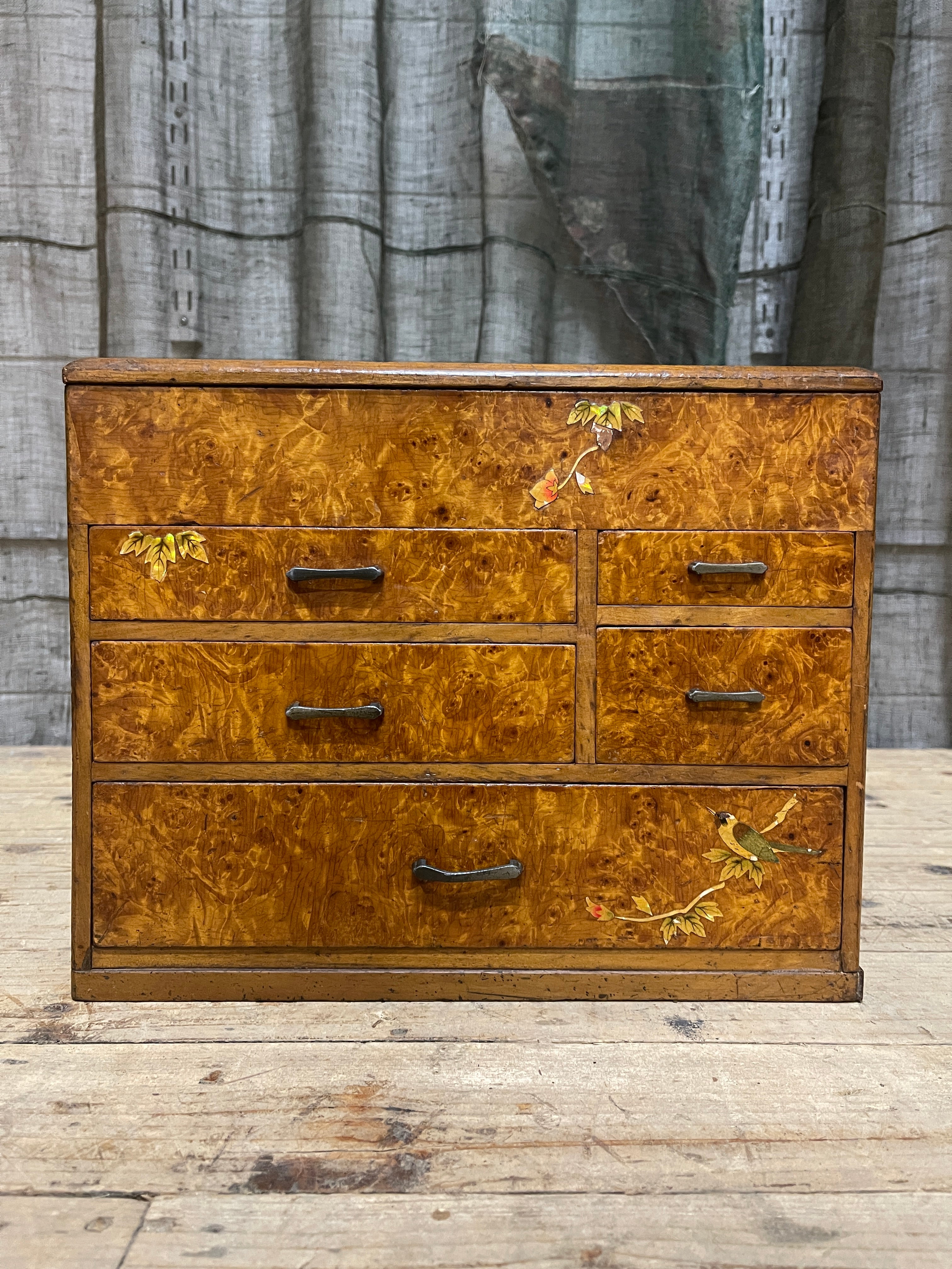 Vintage Japanese Sewing Box, Hari Bako - Inlaid Shell | 1950's