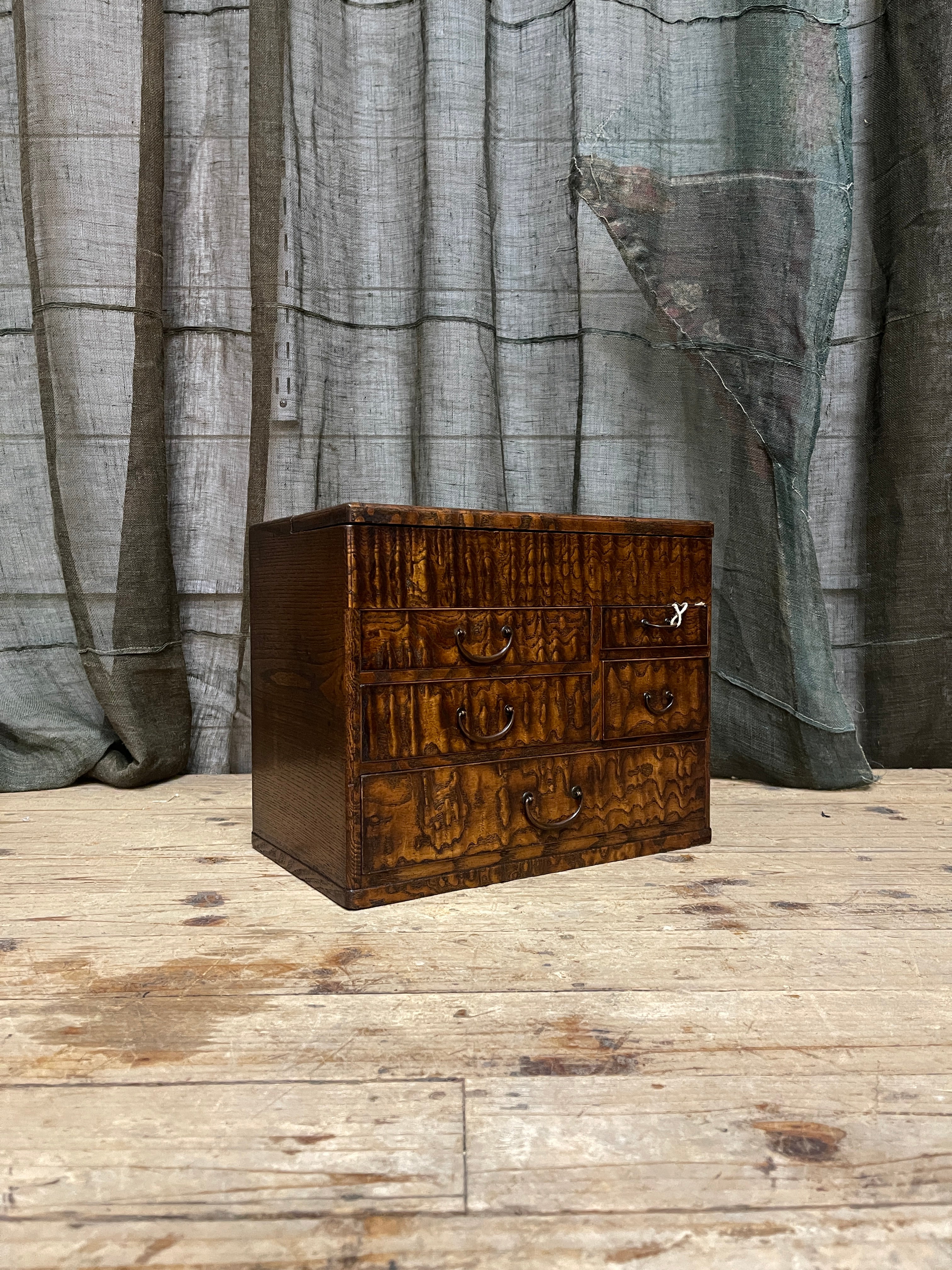 Vintage Japanese Sewing Box, Hari Bako - Elm | Taisho, c.1920