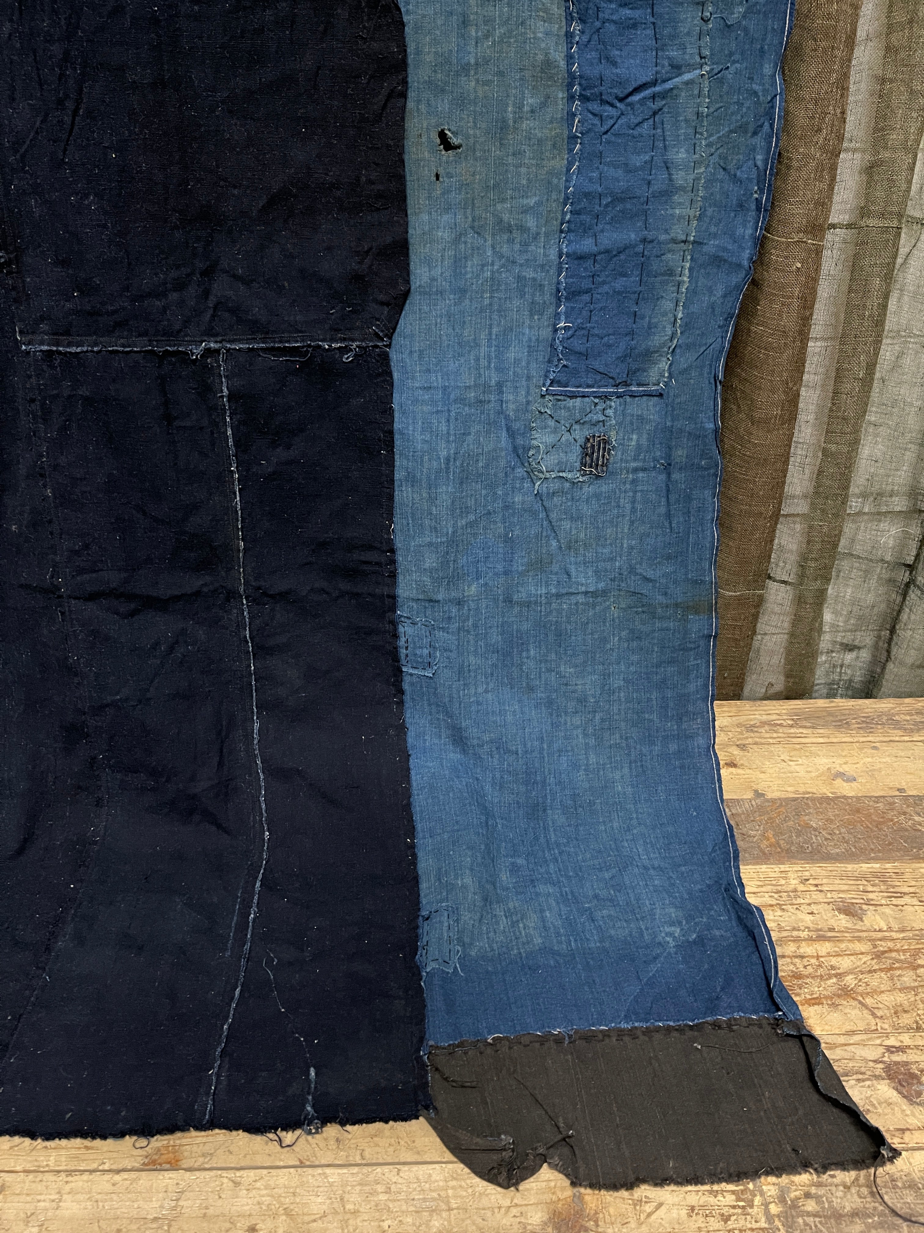 Vintage Japanese Indigo Boro Cloth, 3 panel