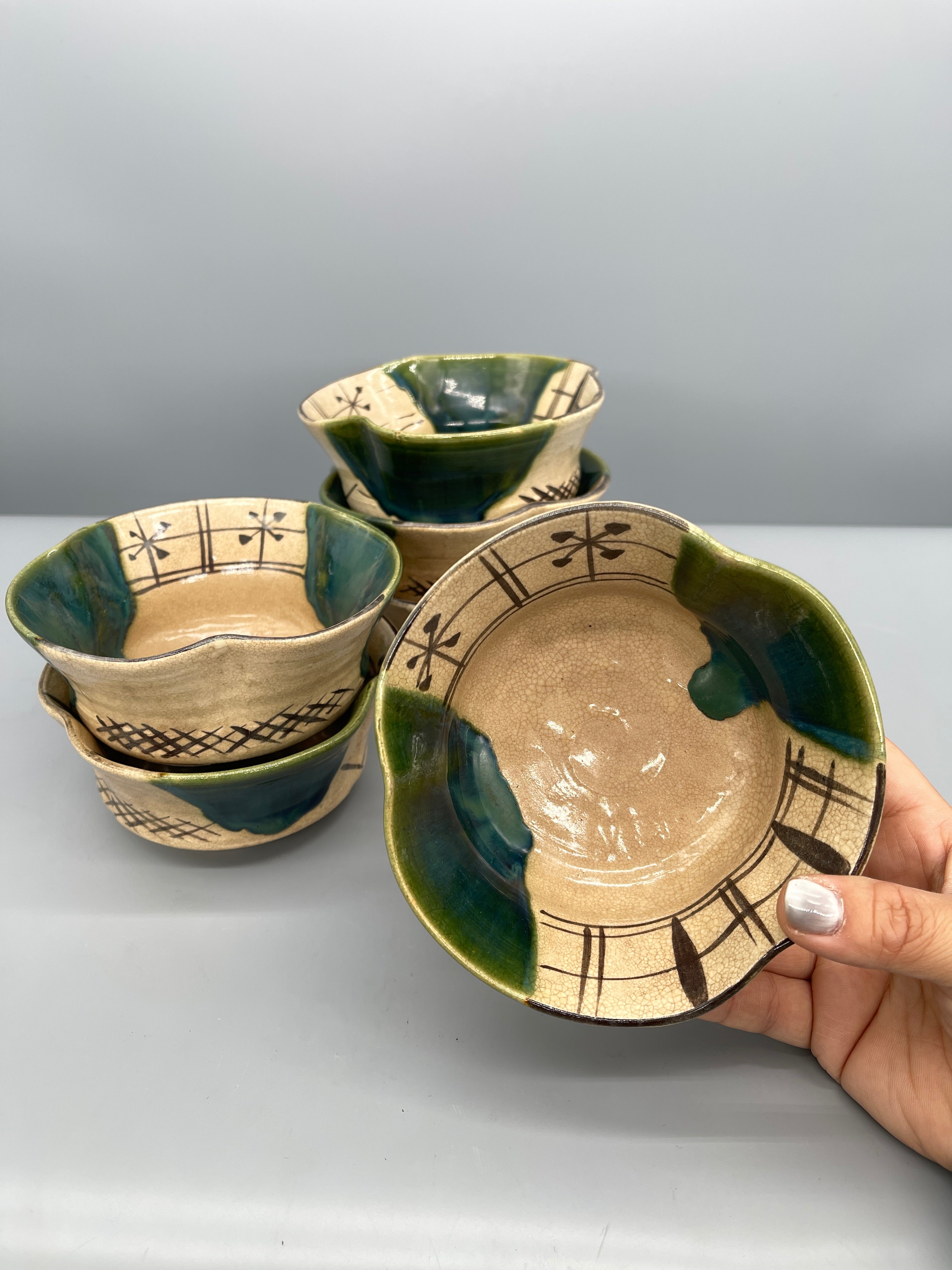 Vintage Japanese Oribe Side Dish Plate