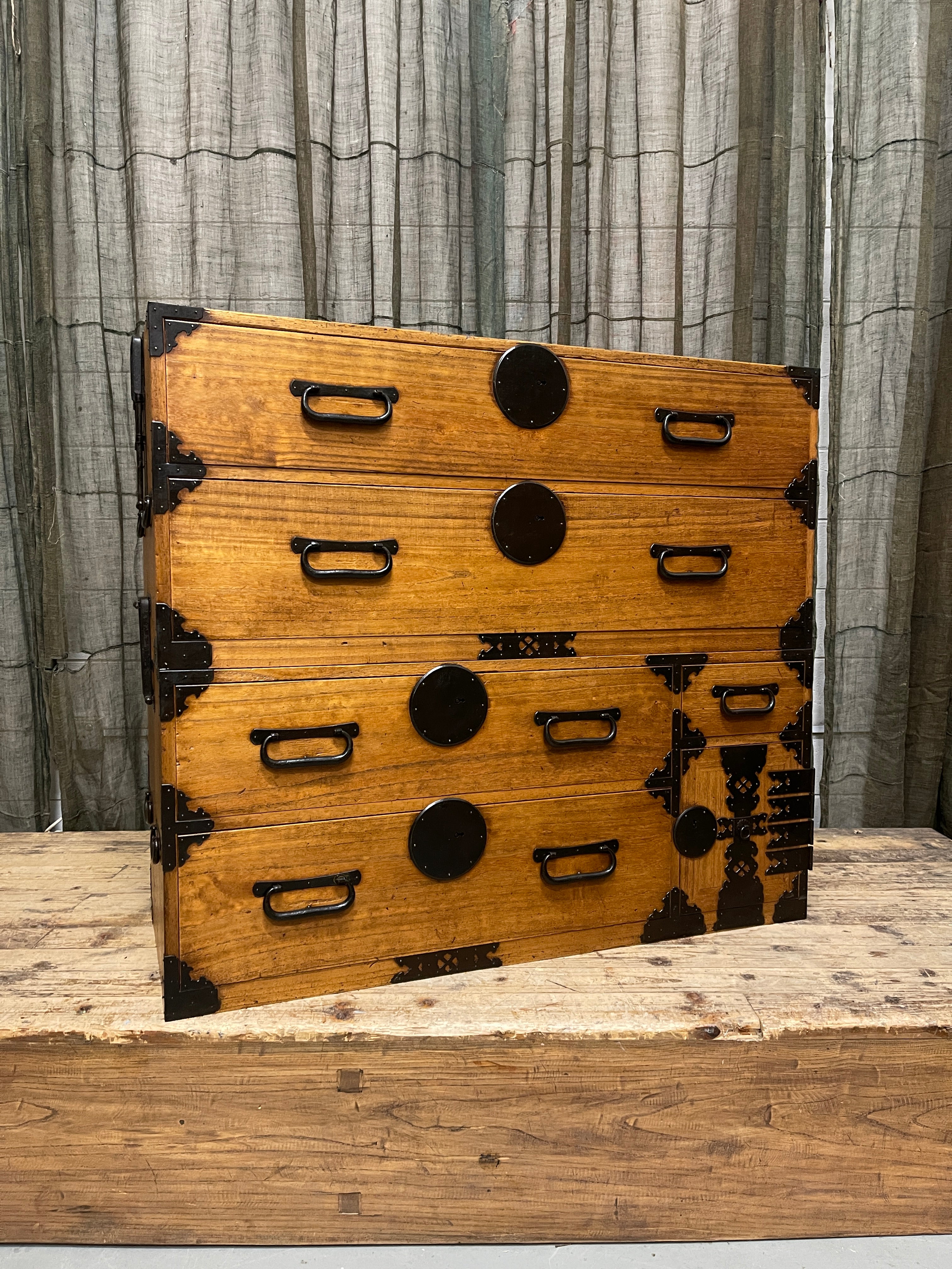 Japanese Kimono Storage Chest-on-Chest, Isho Dansu - Paulownia | Meiji