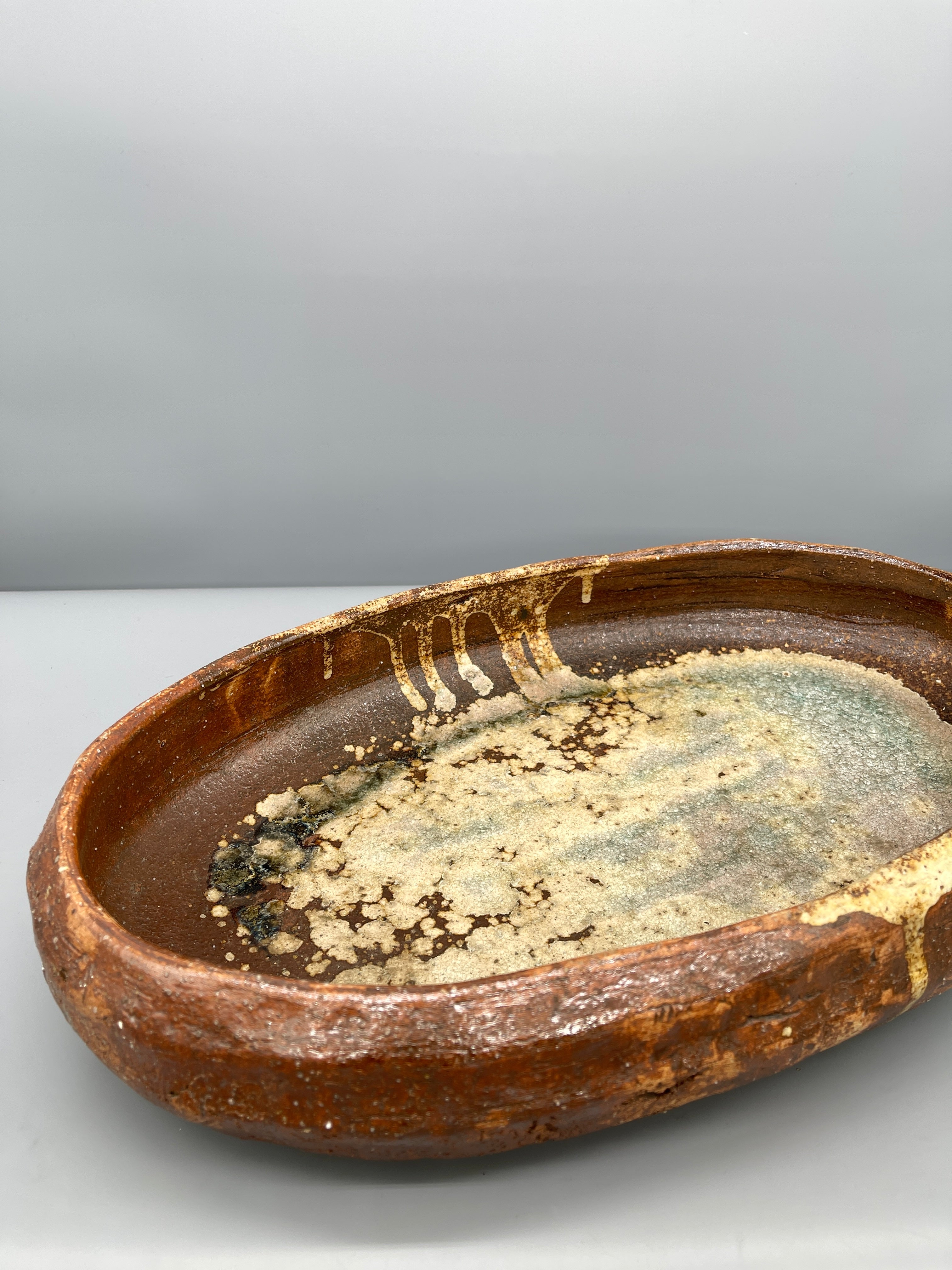 Vintage Japanese Suiban, Ikebana Vessel - Shigaraki Ware