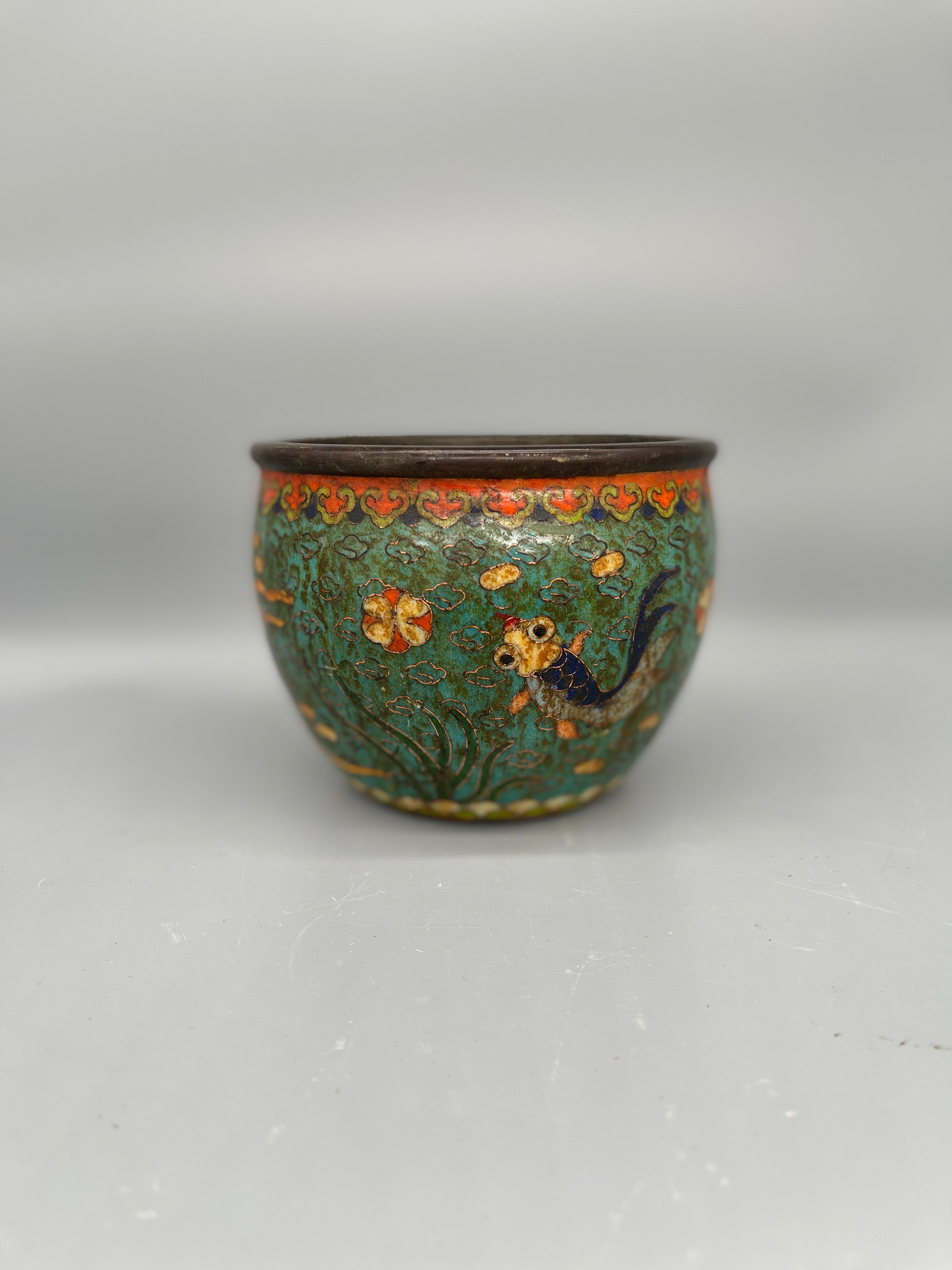 Vintage Chinese Cloisonne Bronze Bowl