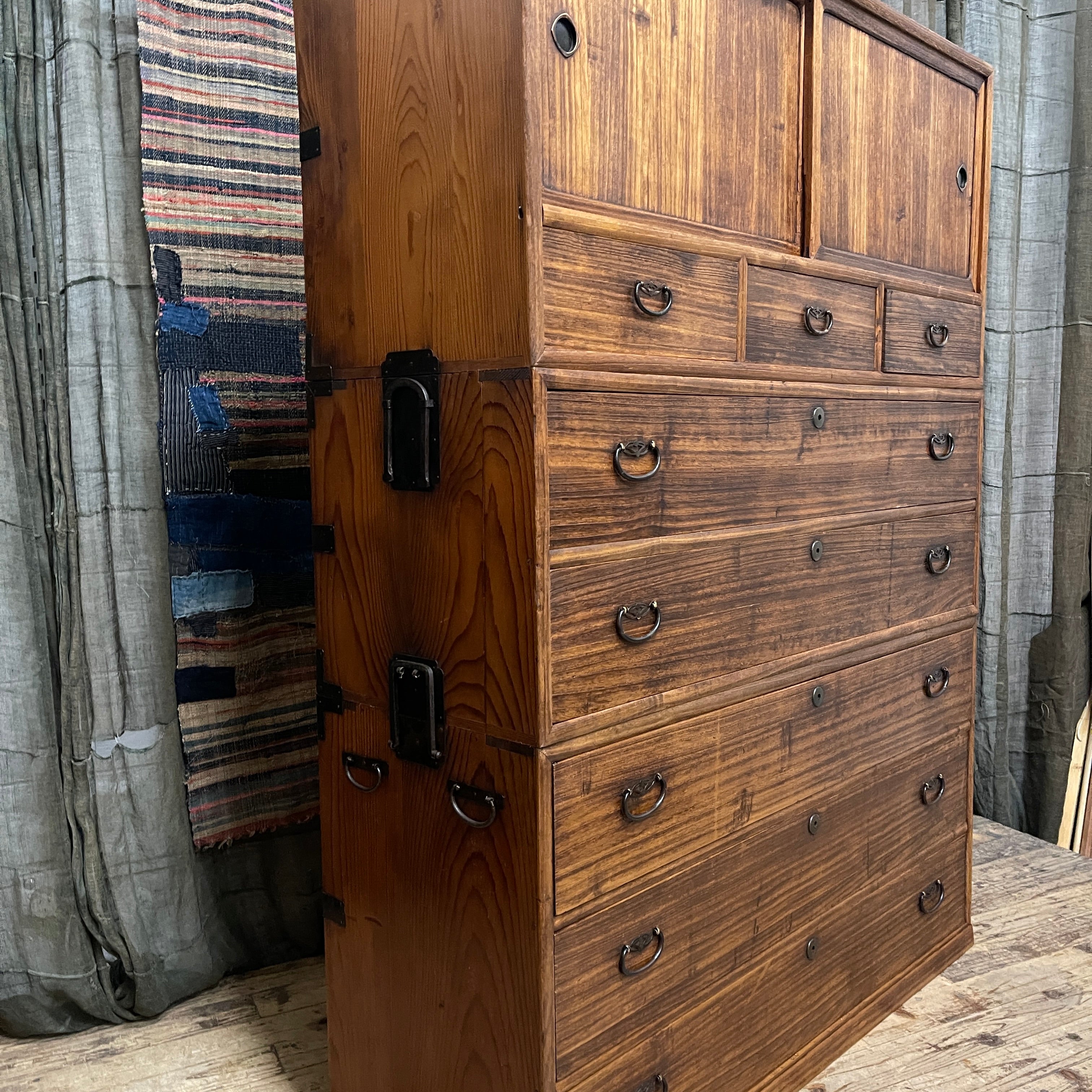 Japanese Three-Piece Kimono Chest of Drawers - Paulownia & Cypress| 1930's