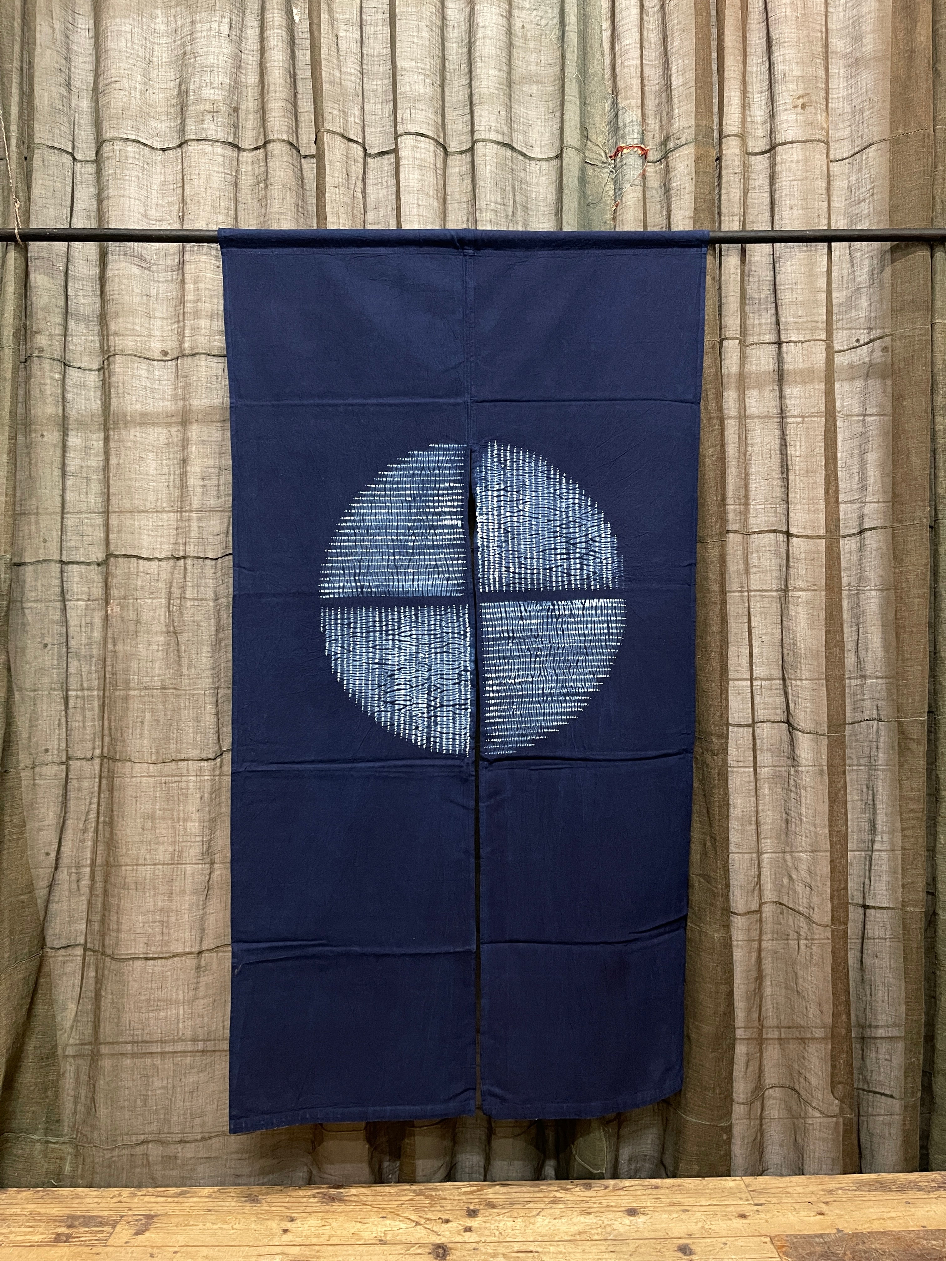 Shibori Indigo Dyed Noren - Cotton & Hemp