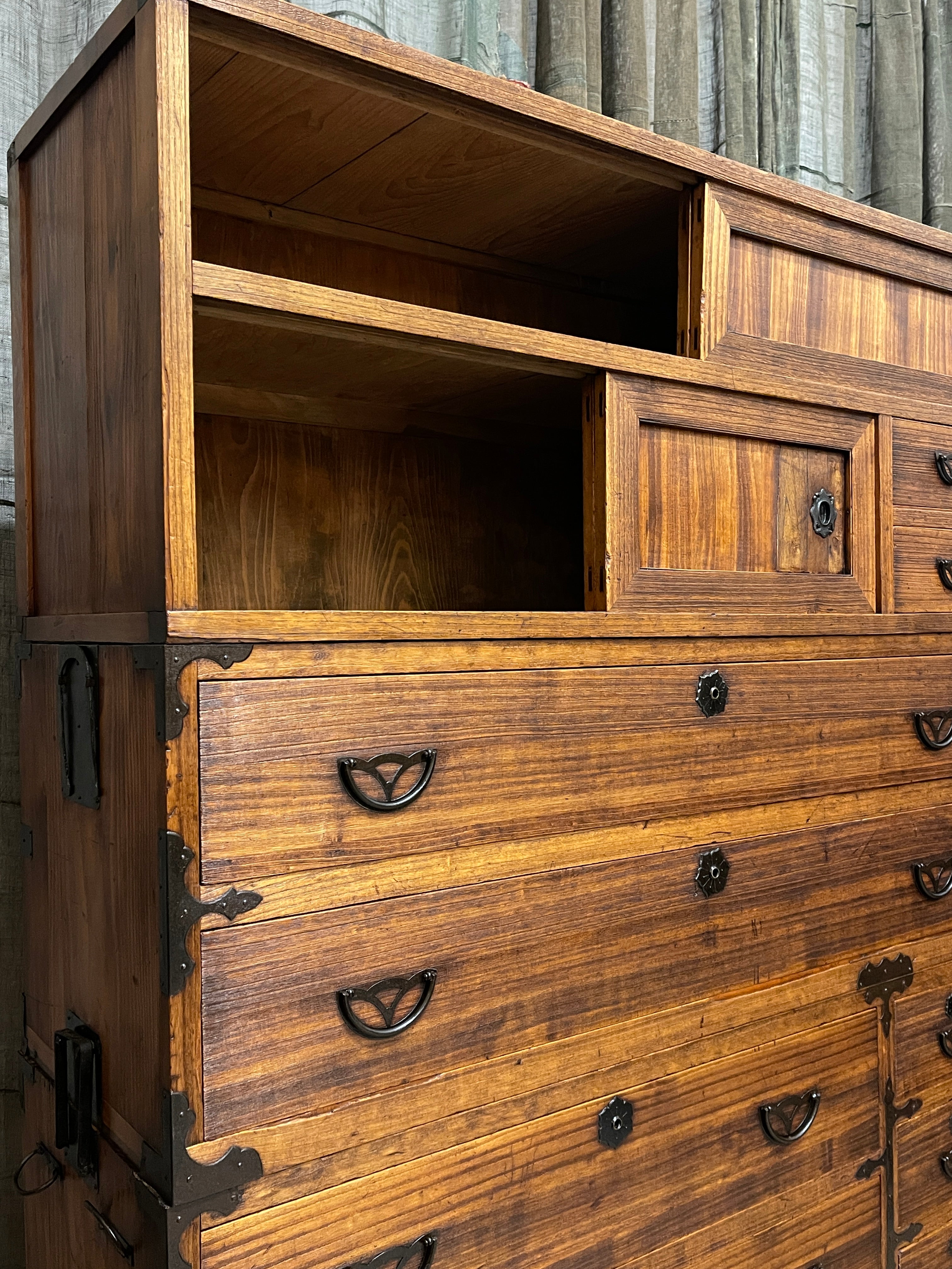 Japanese Three-Piece Kimono Chest of Drawers - Paulownia | Showa