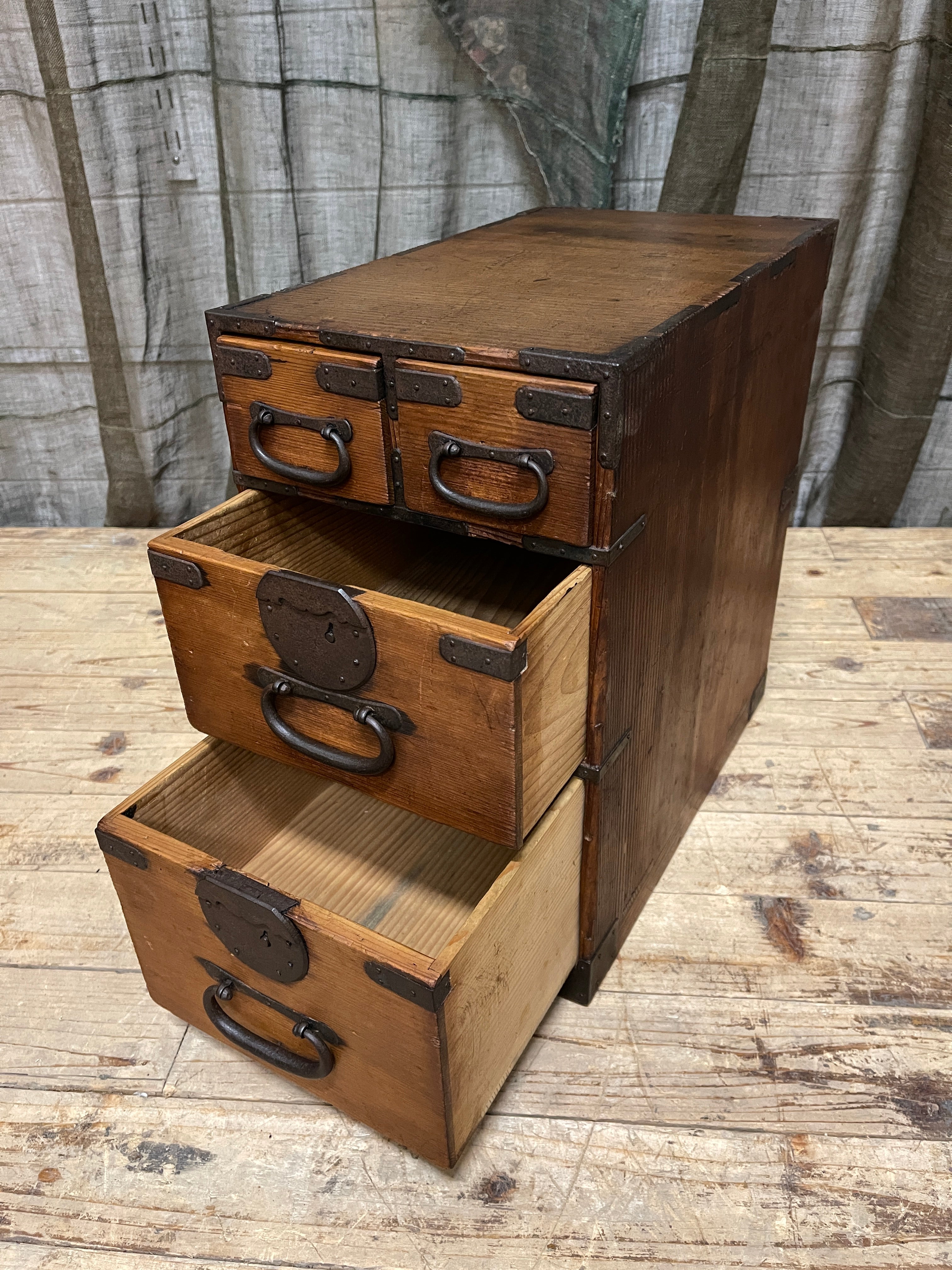 Japanese Four-Drawer Document Box - Cypress