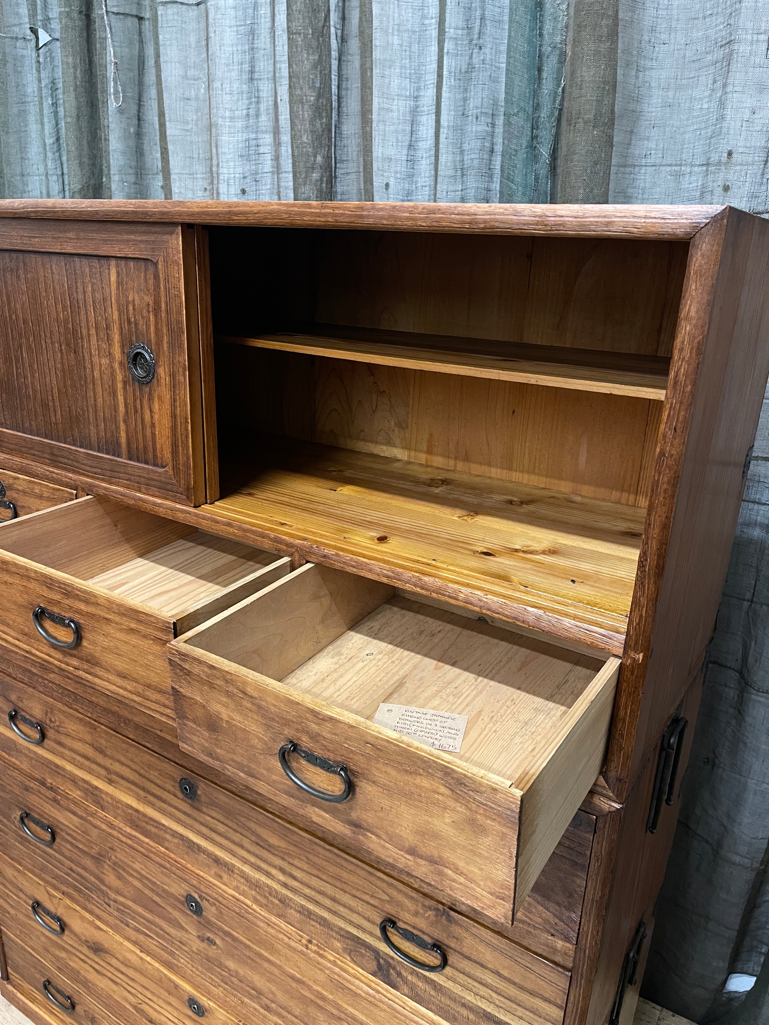 Japanese Three-Piece Kimono Chest of Drawers - Paulownia | Midcentury
