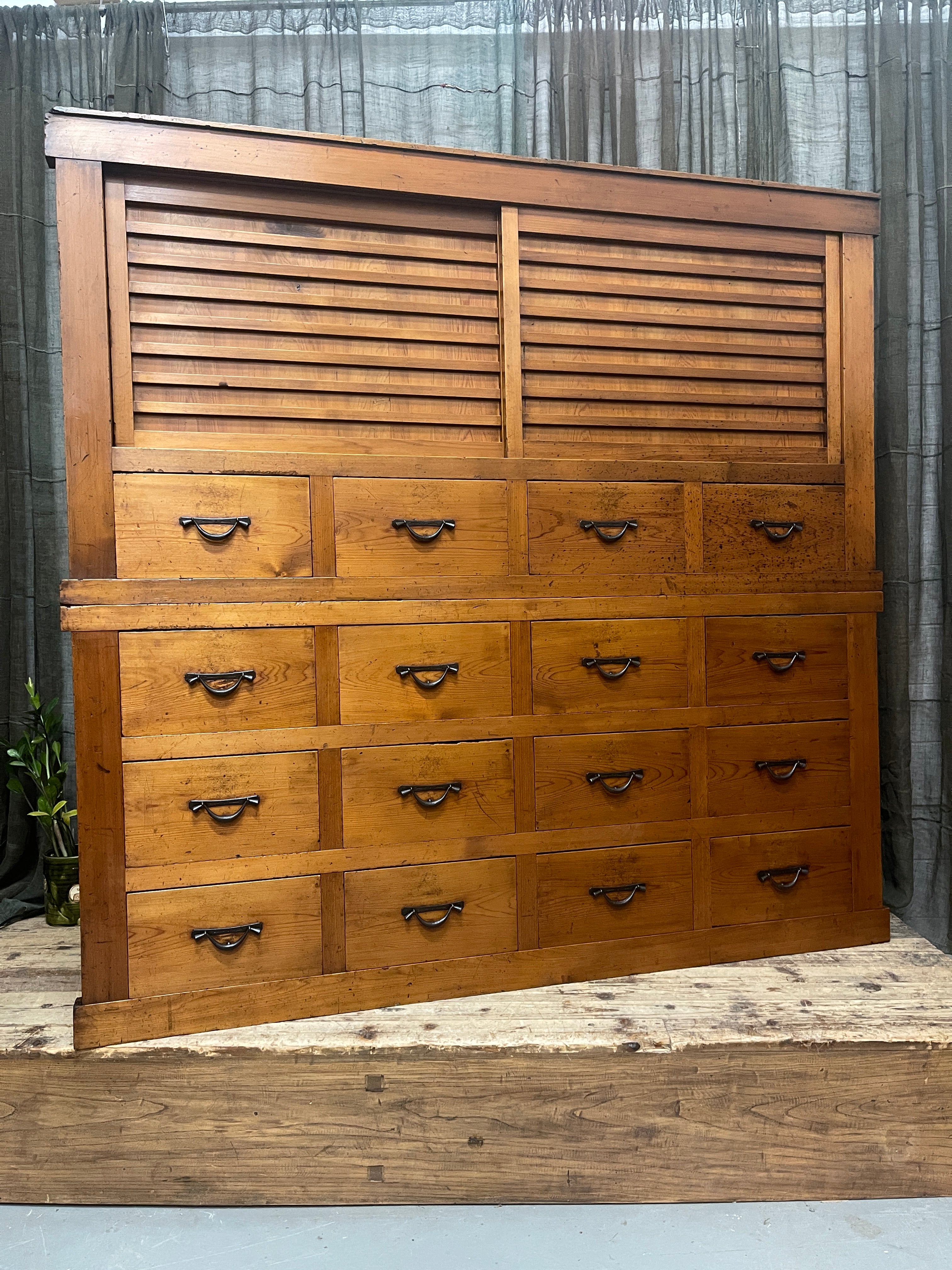 Antique Japanese Shop Storage Cabinet - Cedar, Cypress | Meiji c.1880