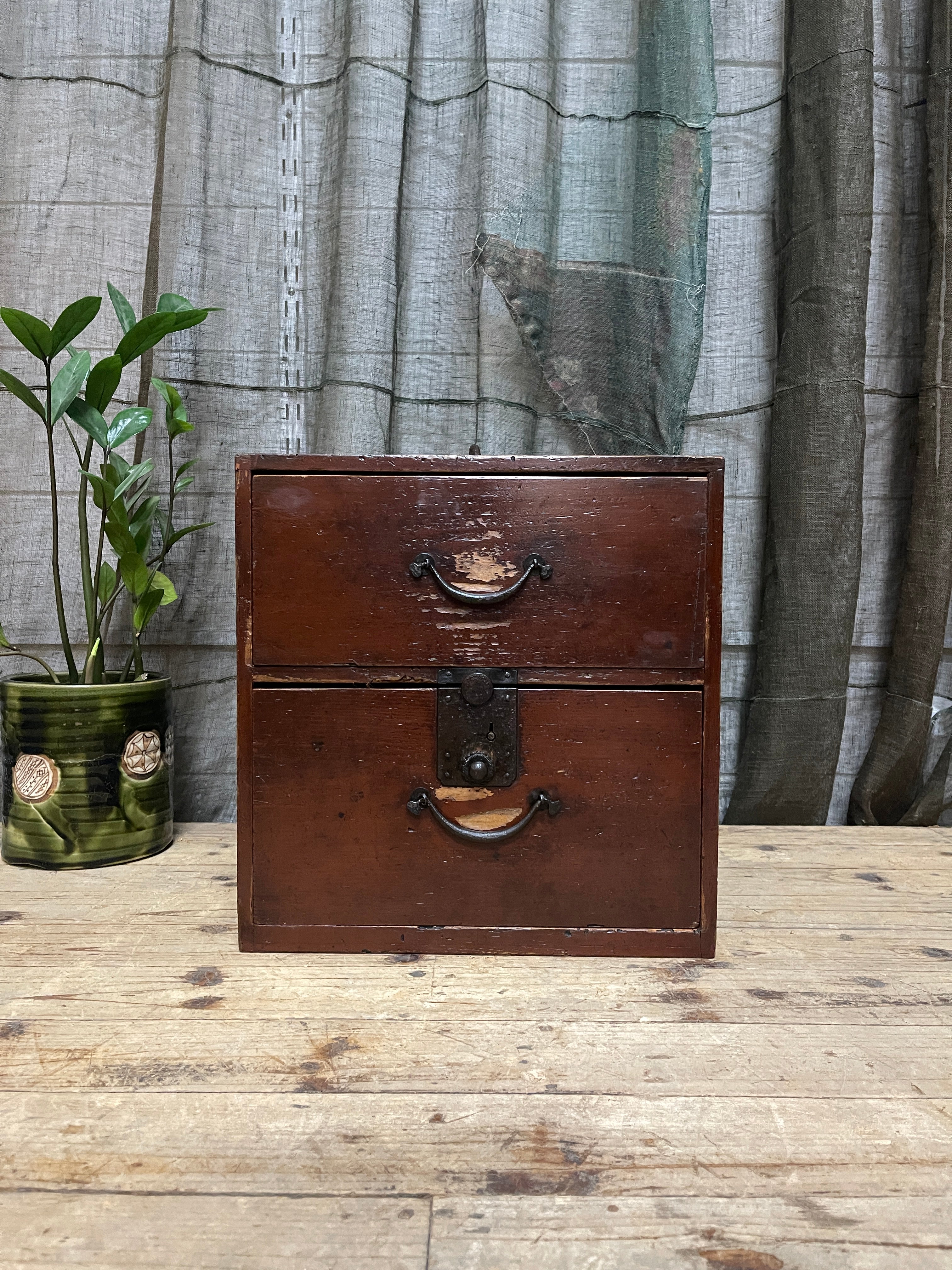 Japanese Lacquered Two-Drawer Chest - Cypress | Meiji