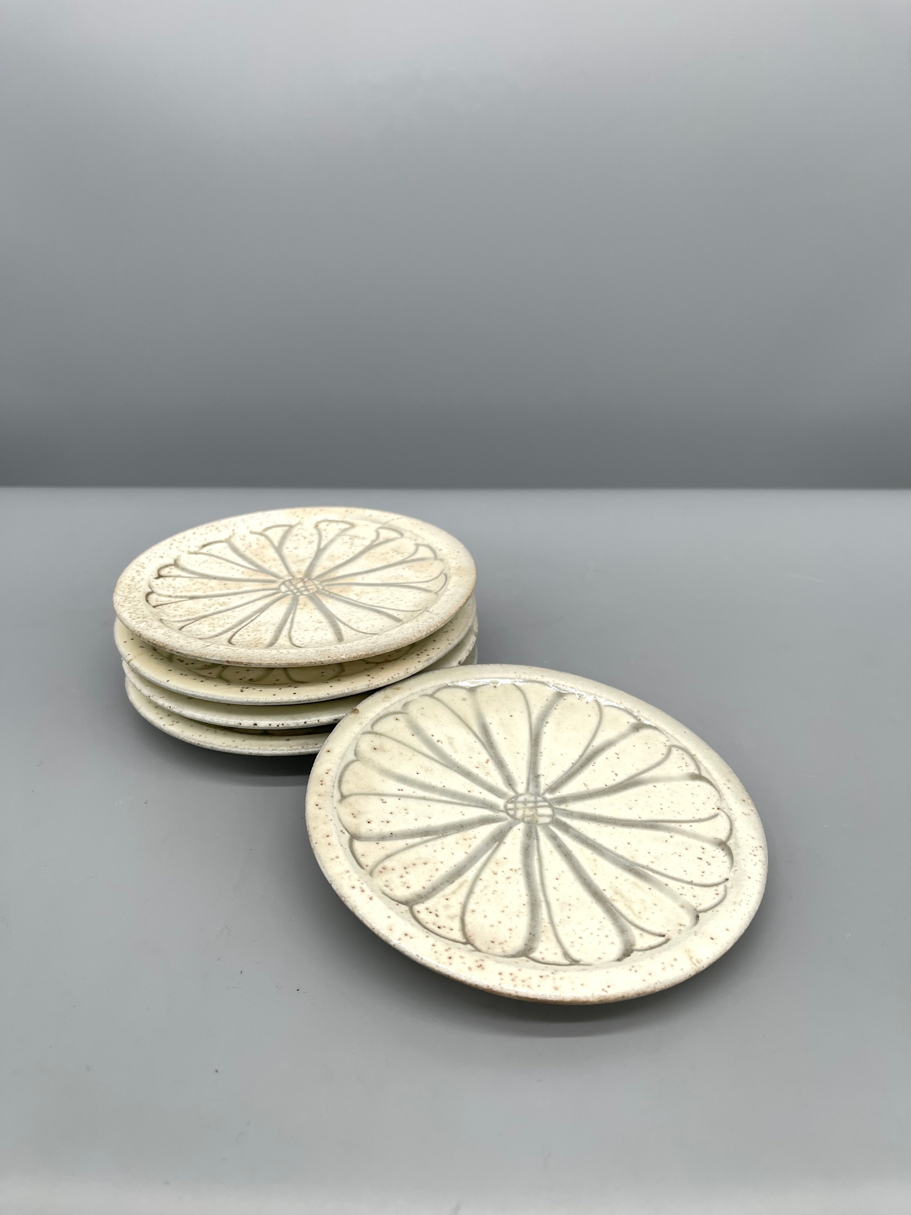 Set of Vintage Japanese Small Side Plates, Chrysanthemum