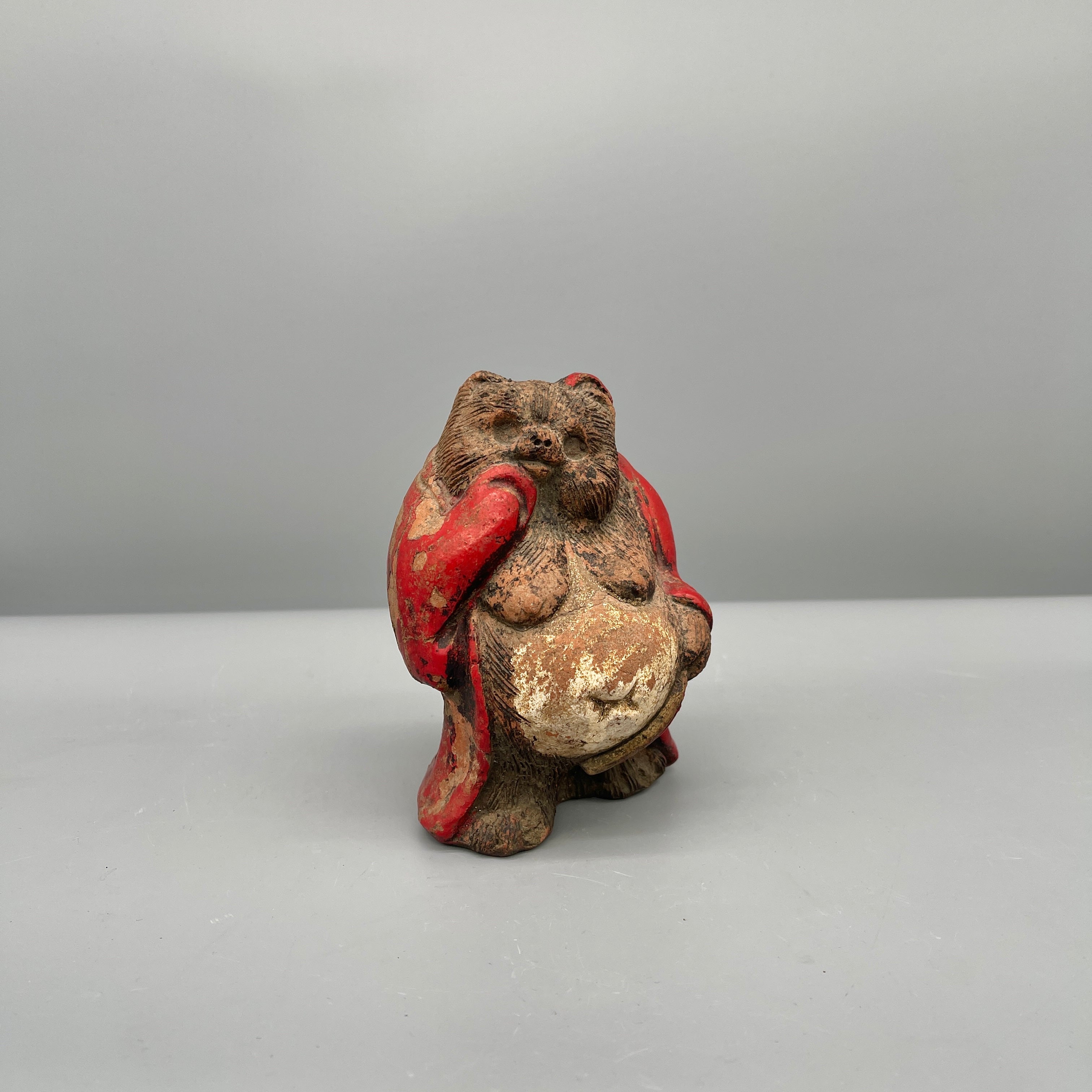 Rare Vintage Tanuki Daruma Statue, Hand-Crafted