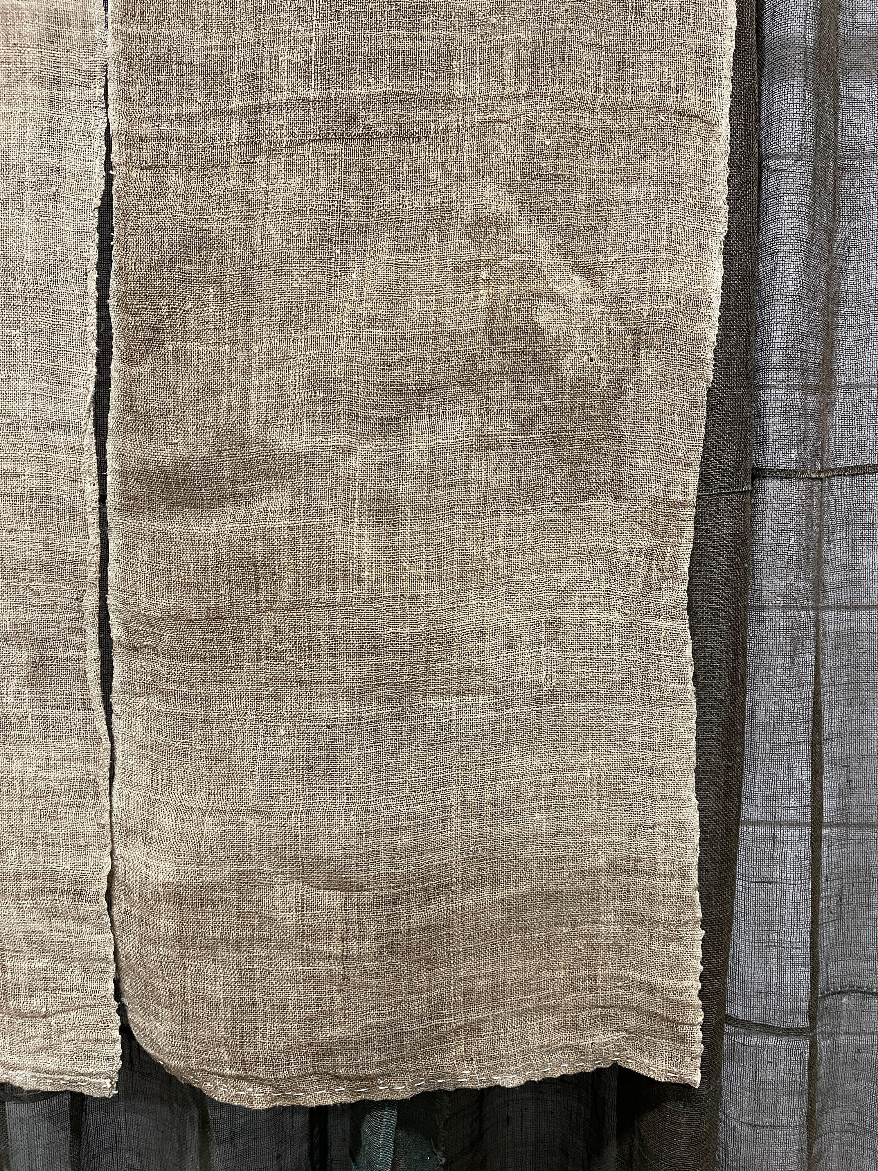 Vintage Japanese Hemp Noren, Panelled Curtain