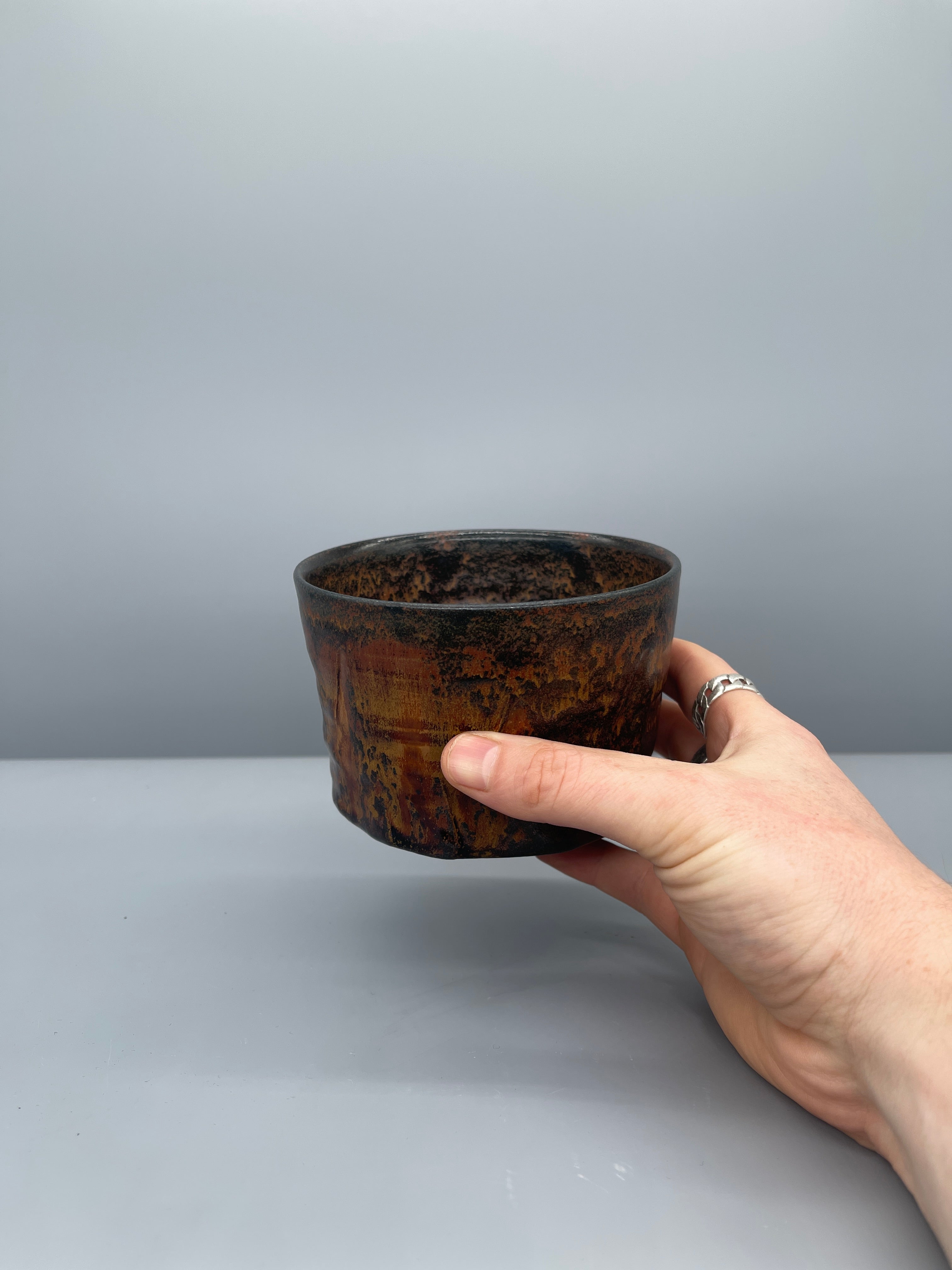 Vintage Japanese Chawan, Tea Bowl - Burnt Orange Glaze