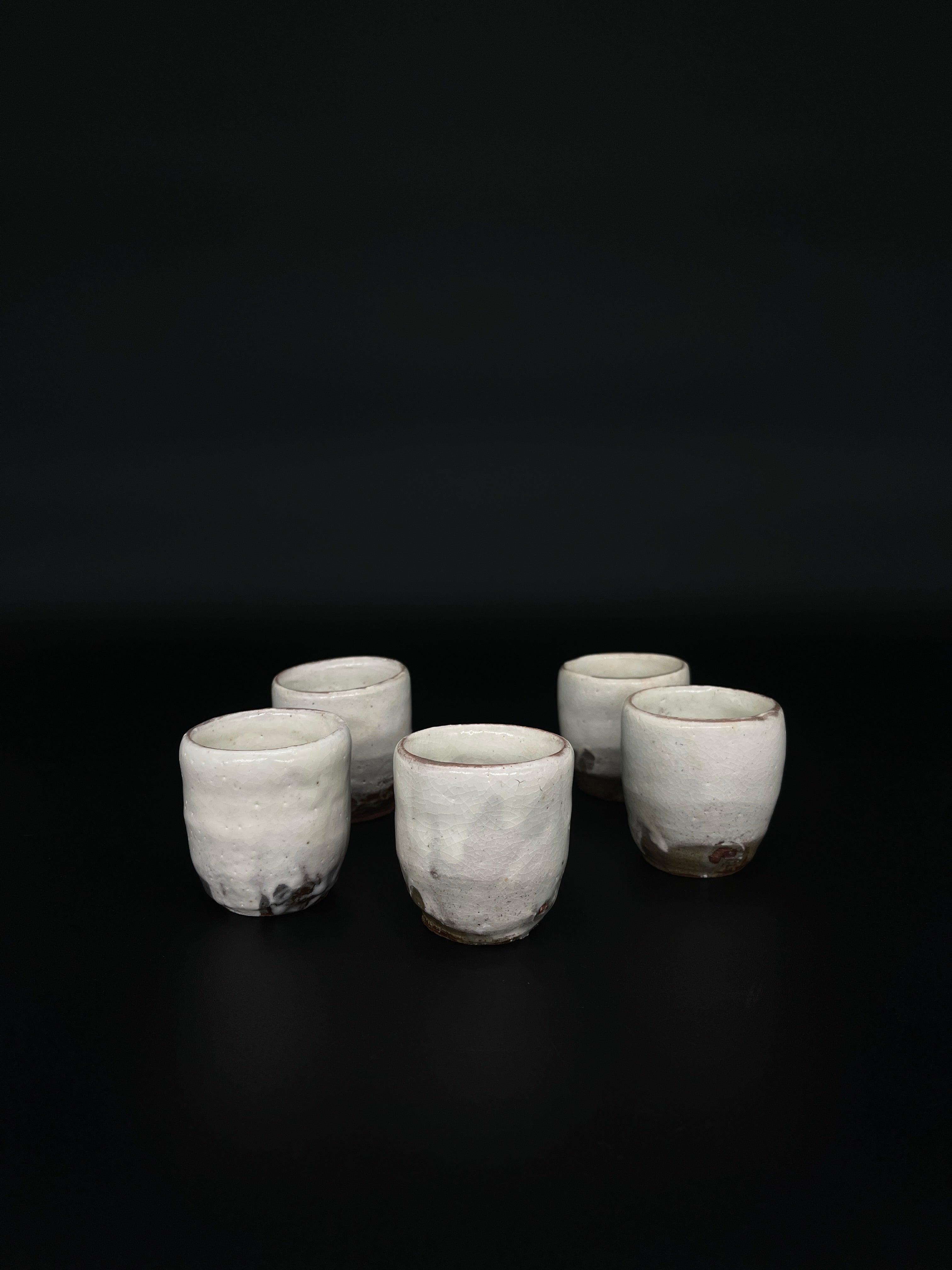 Vintage Japanese Sake Cups - Shino Glaze | c.1960's